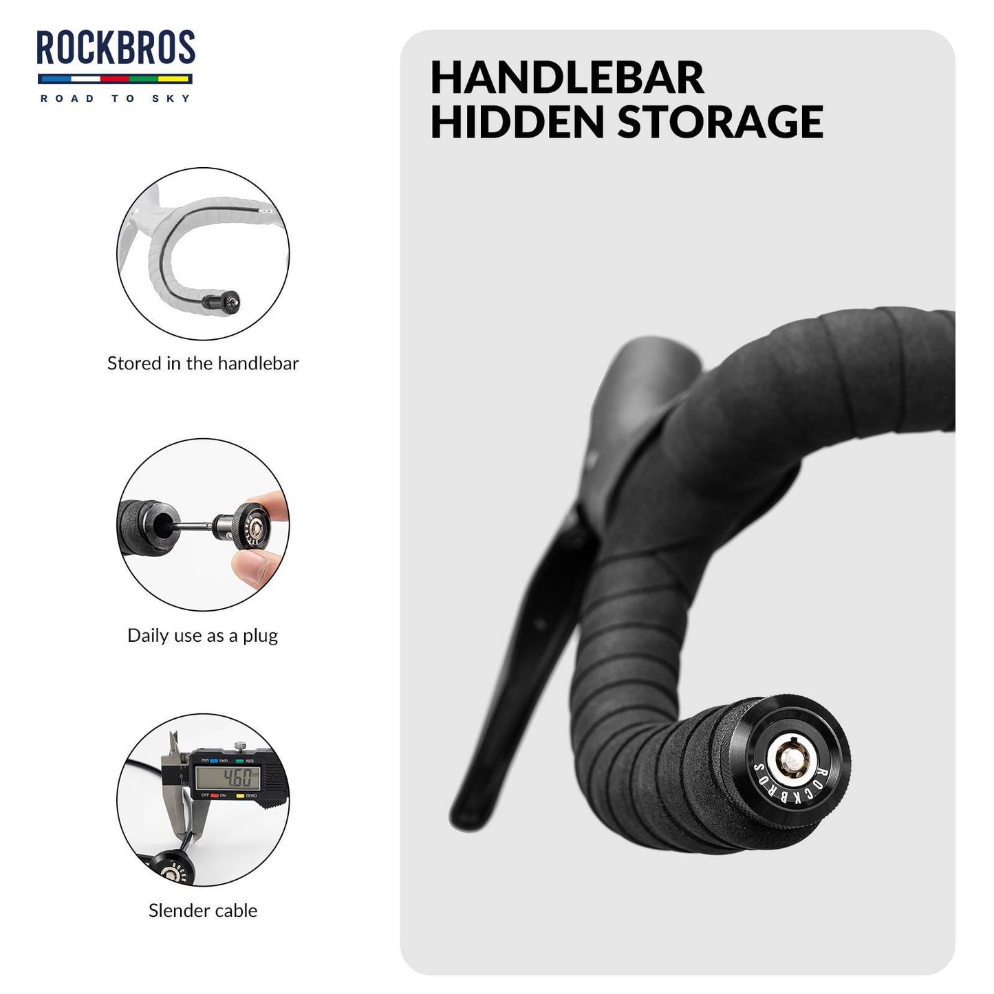 ROAD TO SKY Fahrrad Mini Kabelschloss mit Lenkerstecker Fahrradschloss