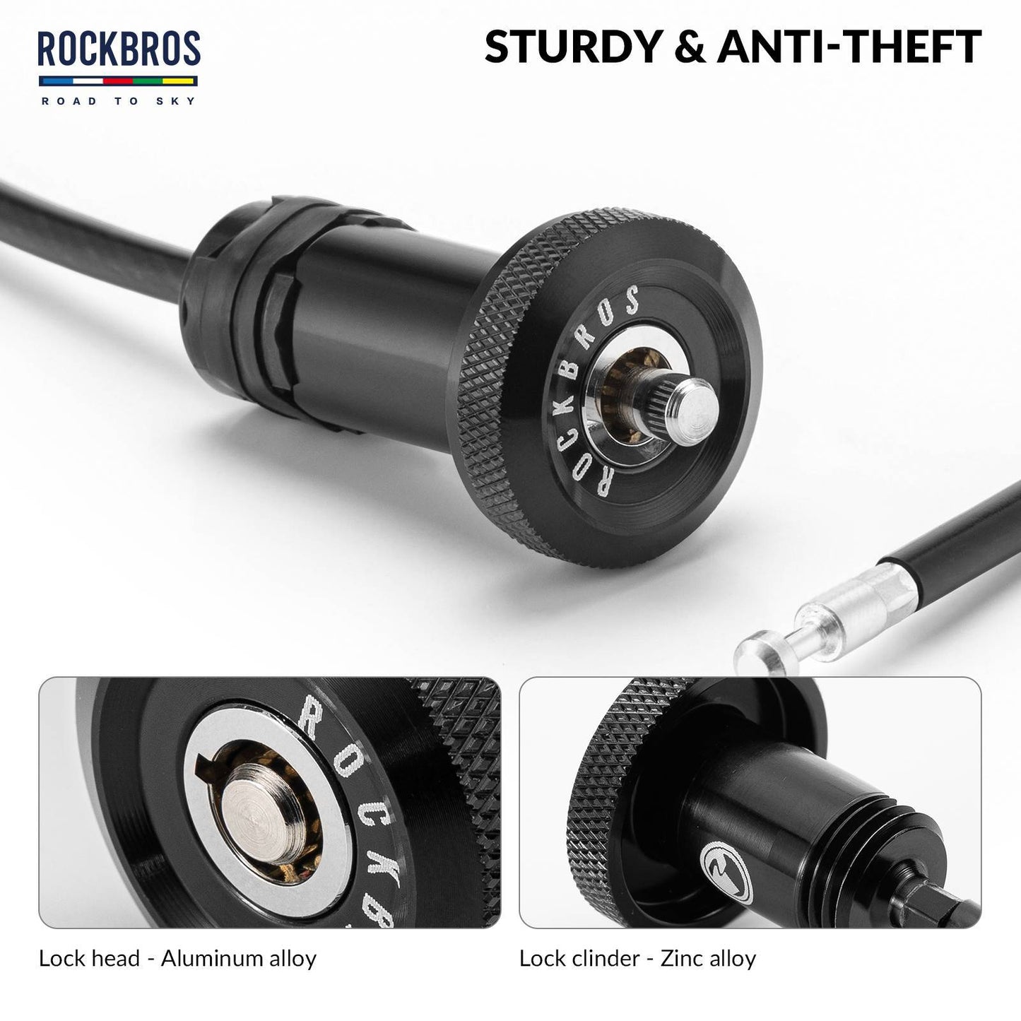 ROAD TO SKY Fahrrad Mini Kabelschloss mit Lenkerstecker Fahrradschloss