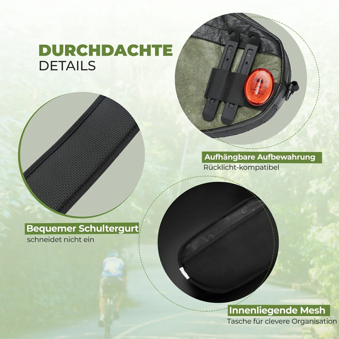 ROAD TO SKY Sustainable bicycle handlebar bag made from recycled tires 2.5L