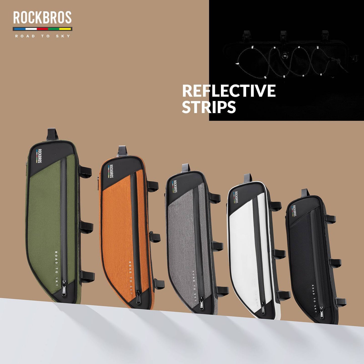 ROAD TO SKY Reflektierende Wasserdichte Fahrrad 2L Dreieckstasche