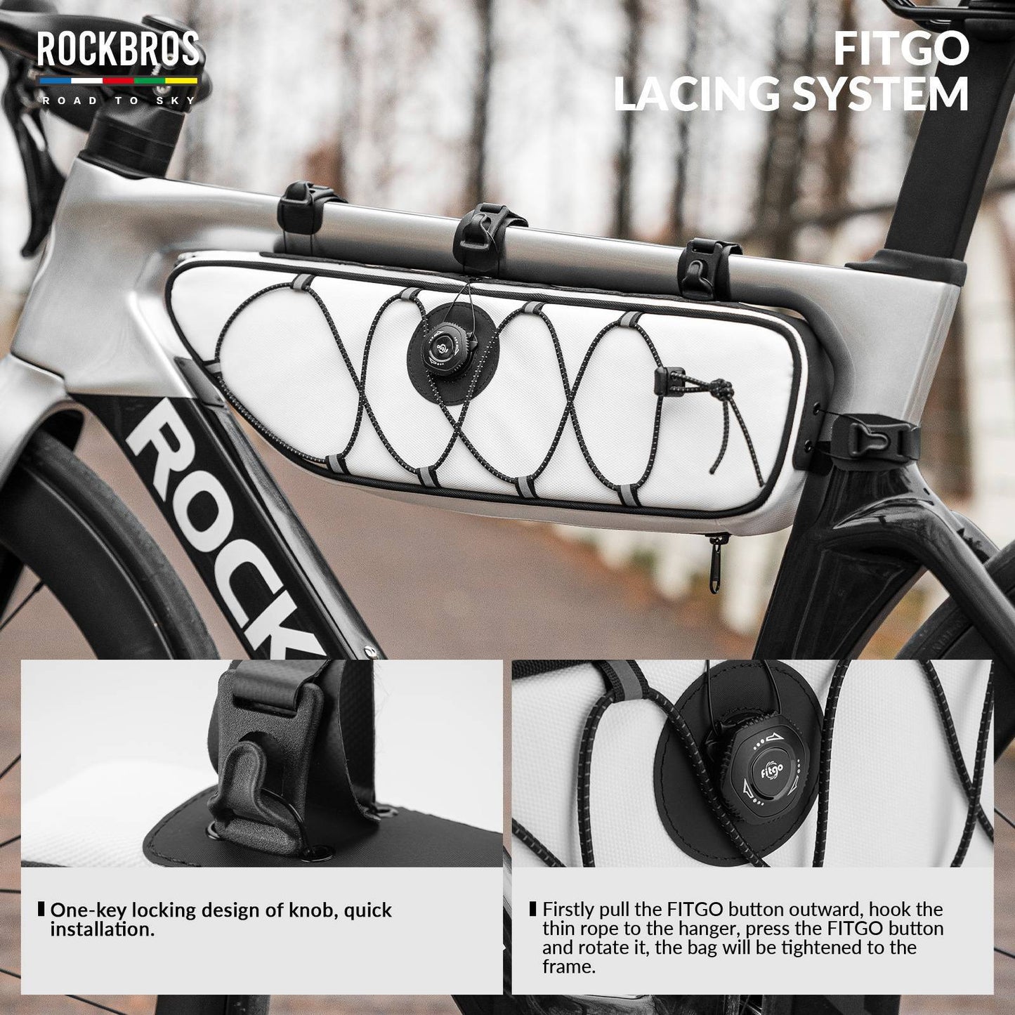 ROAD TO SKY Reflektierende Wasserdichte Fahrrad 2L Dreieckstasche