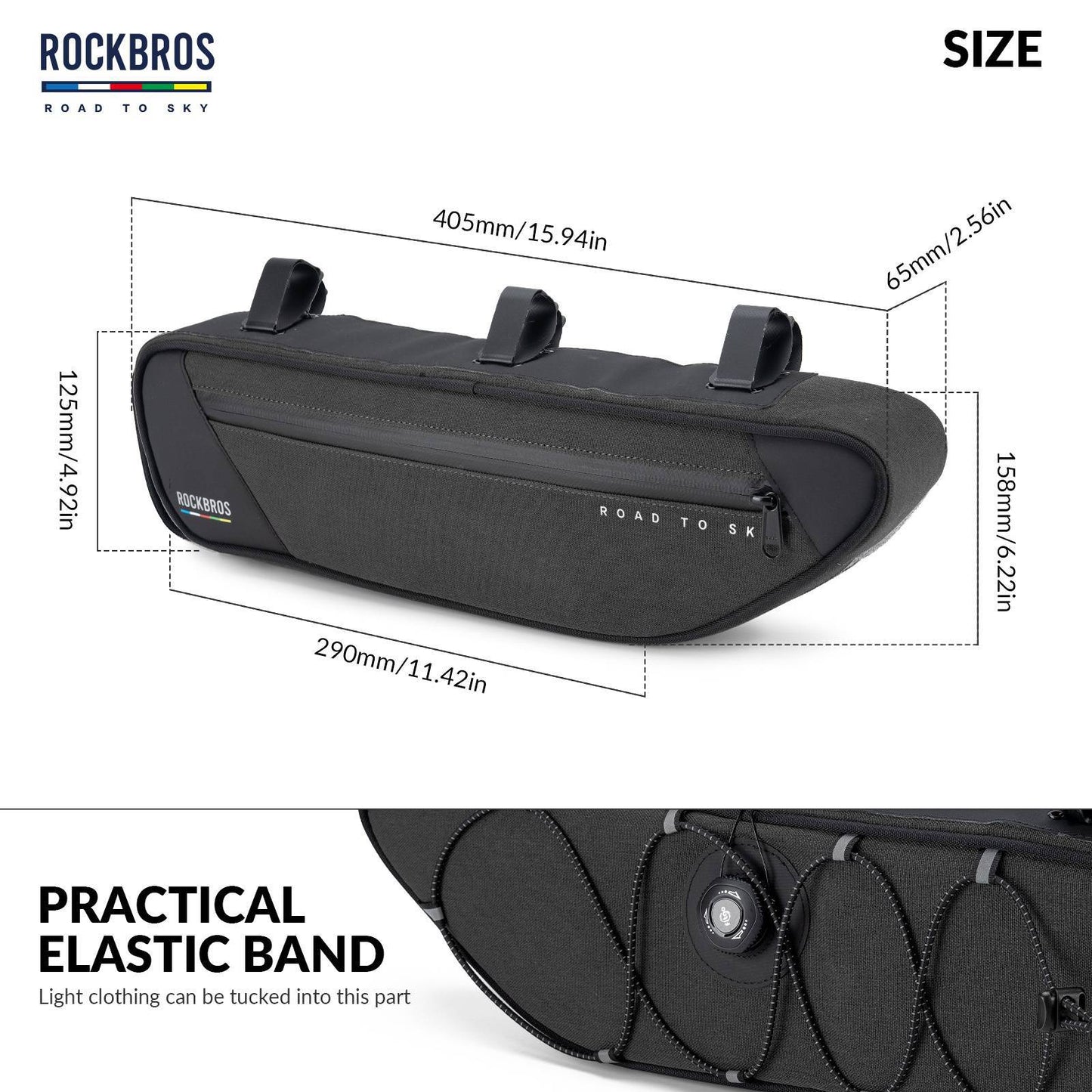 ROAD TO SKY Reflektierende Wasserdichte Fahrrad 2L Dreieckstasche