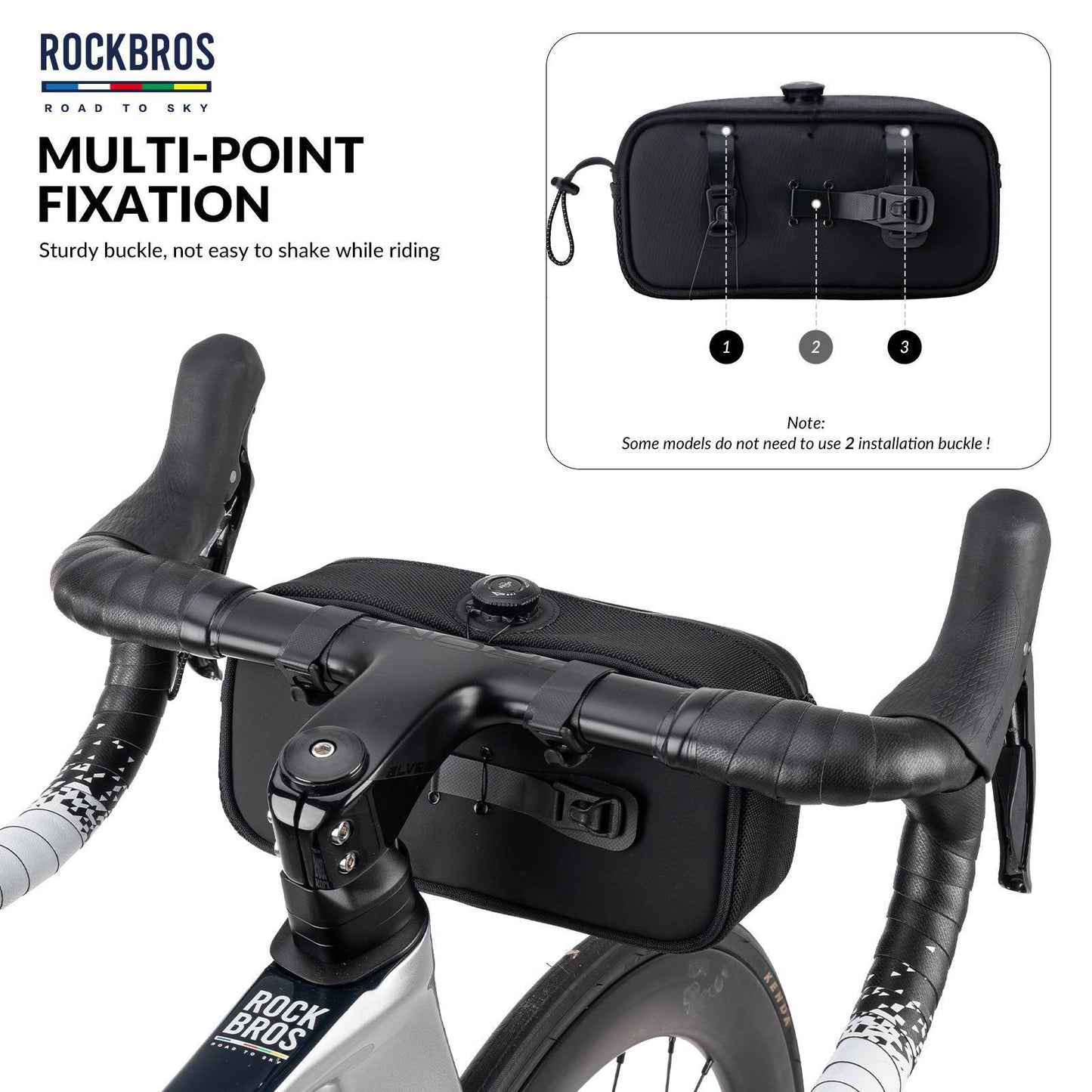 Vatnsheldur, endurskinsstuðningstaska fyrir hjólastýri frá ROAD TO SKY