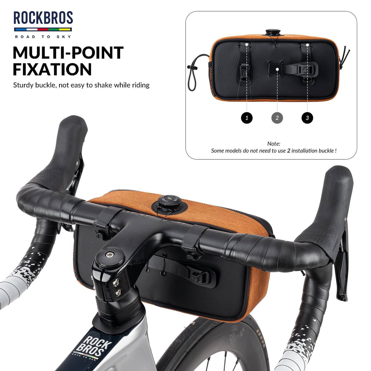 Vatnsheldur, endurskinsstuðningstaska fyrir hjólastýri frá ROAD TO SKY