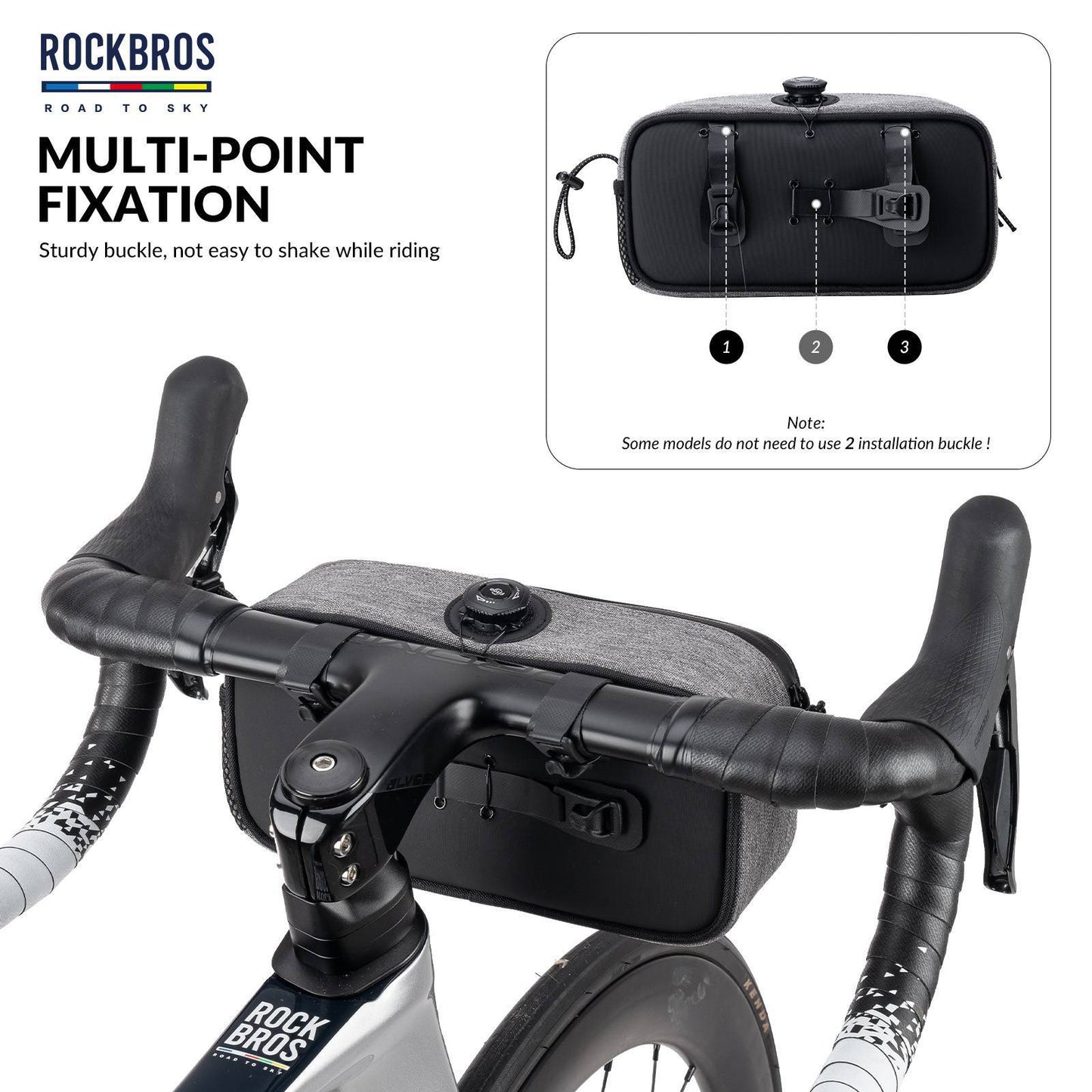 Vatnsheldur, endurskinsstuðningstaska fyrir hjólastýri frá ROAD TO SKY