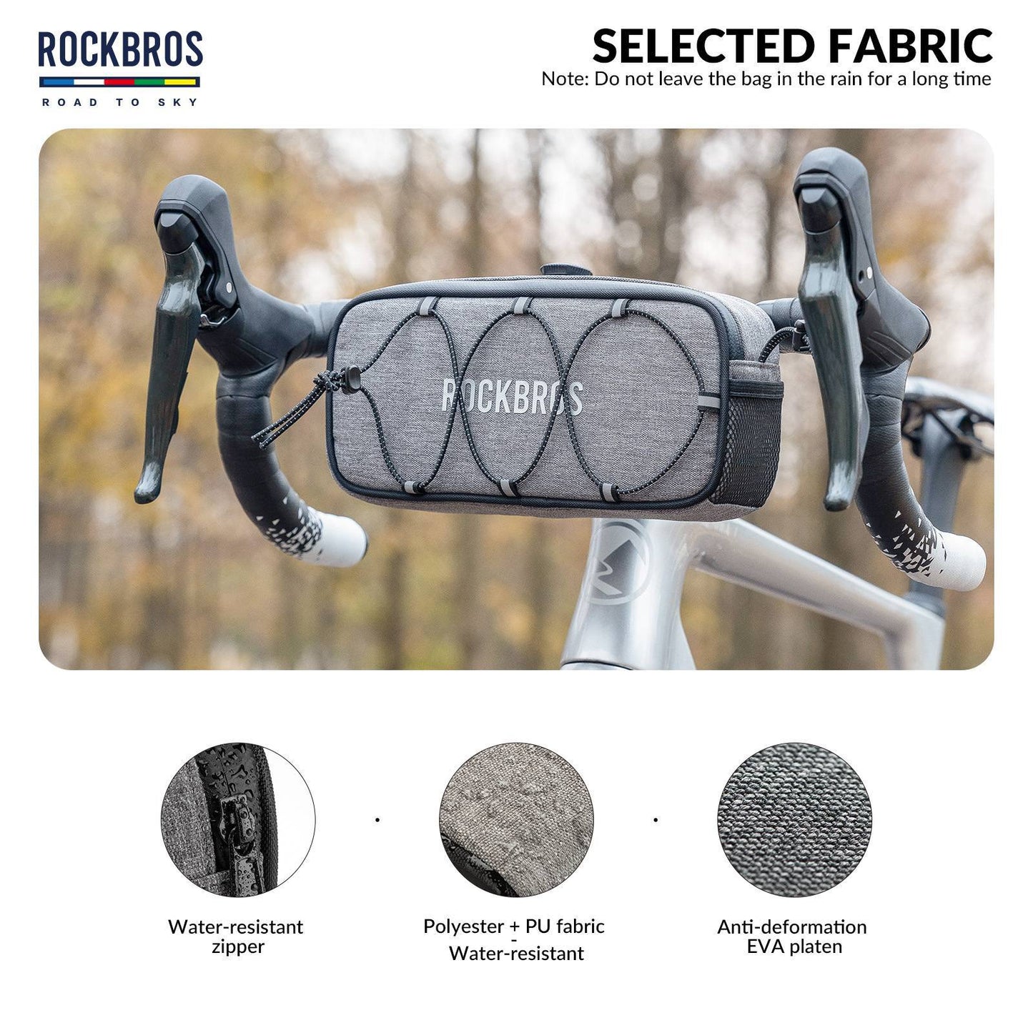 Vatnsheldur, endurskinsstuðningstaska fyrir hjólastýri frá ROAD TO SKY