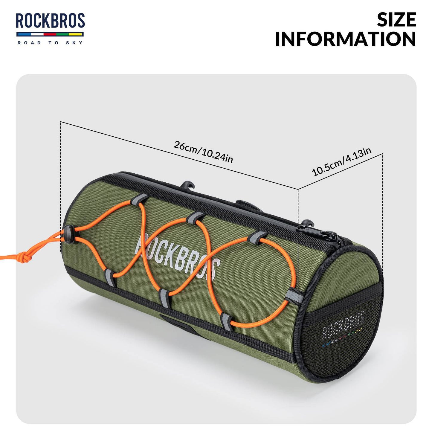 ROAD TO SKY Waterproof Reflective Cylindrical Handlebar Bag