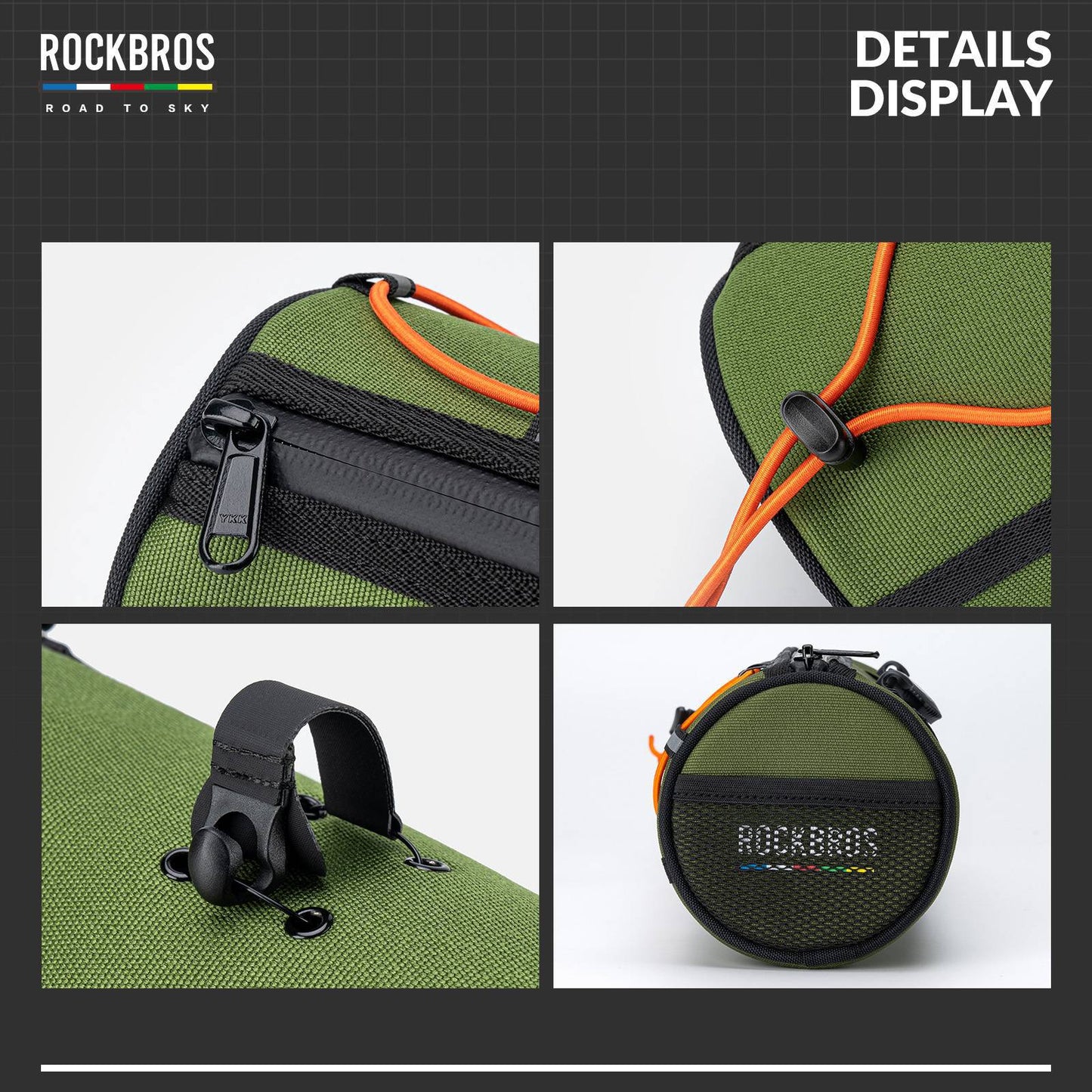 ROAD TO SKY Waterproof Reflective Cylindrical Handlebar Bag