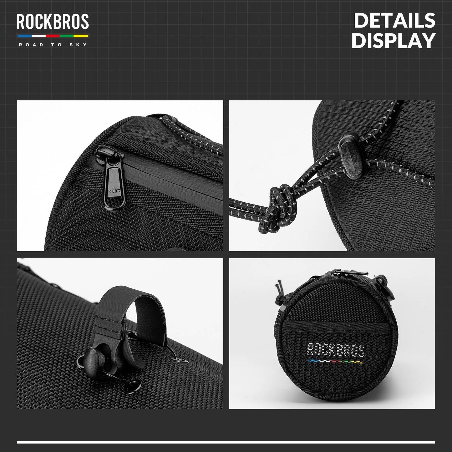 ROAD TO SKY Waterproof Reflective Cylindrical Handlebar Bag