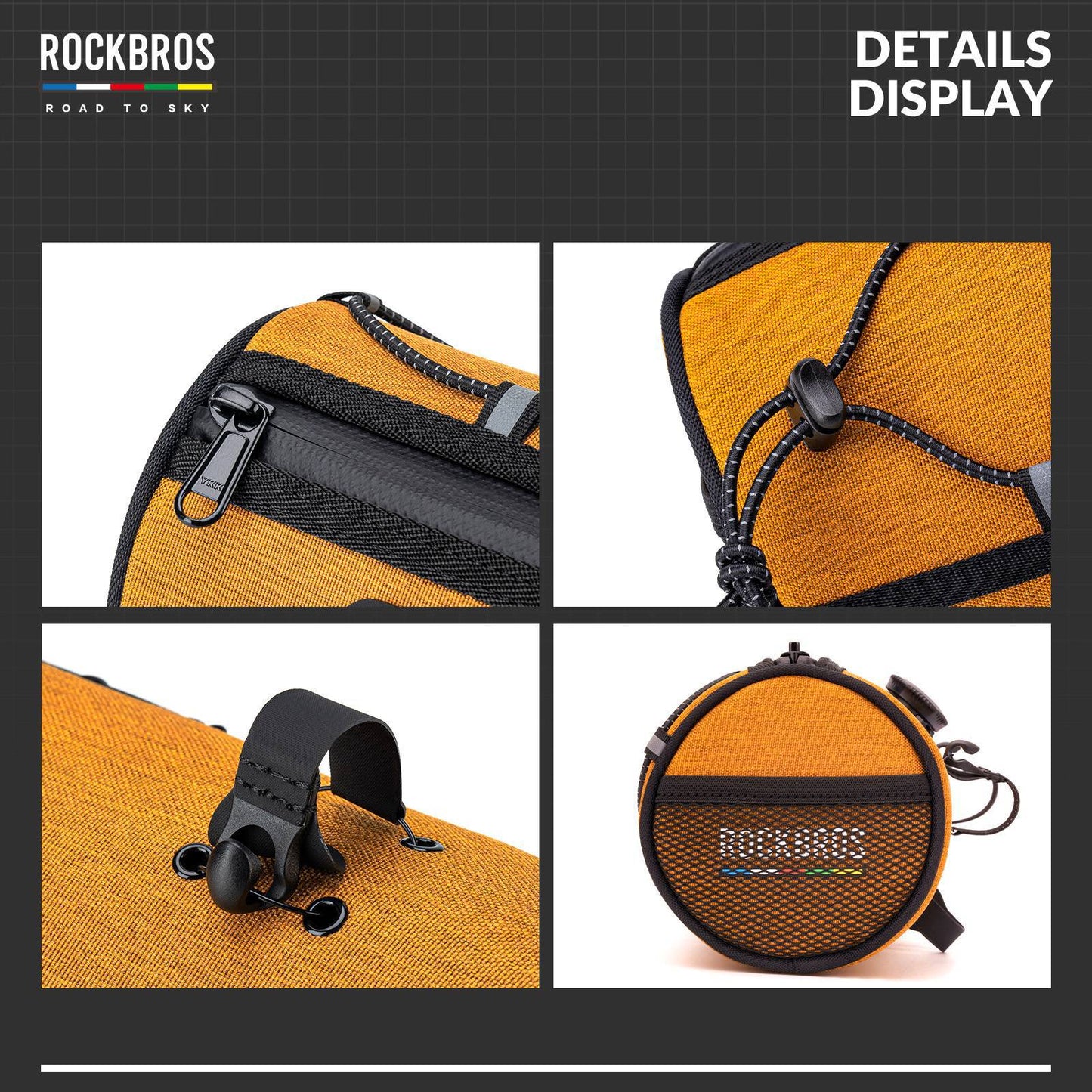 ROAD TO SKY Waterproof Reflective Cylindrical Handlebar Bag