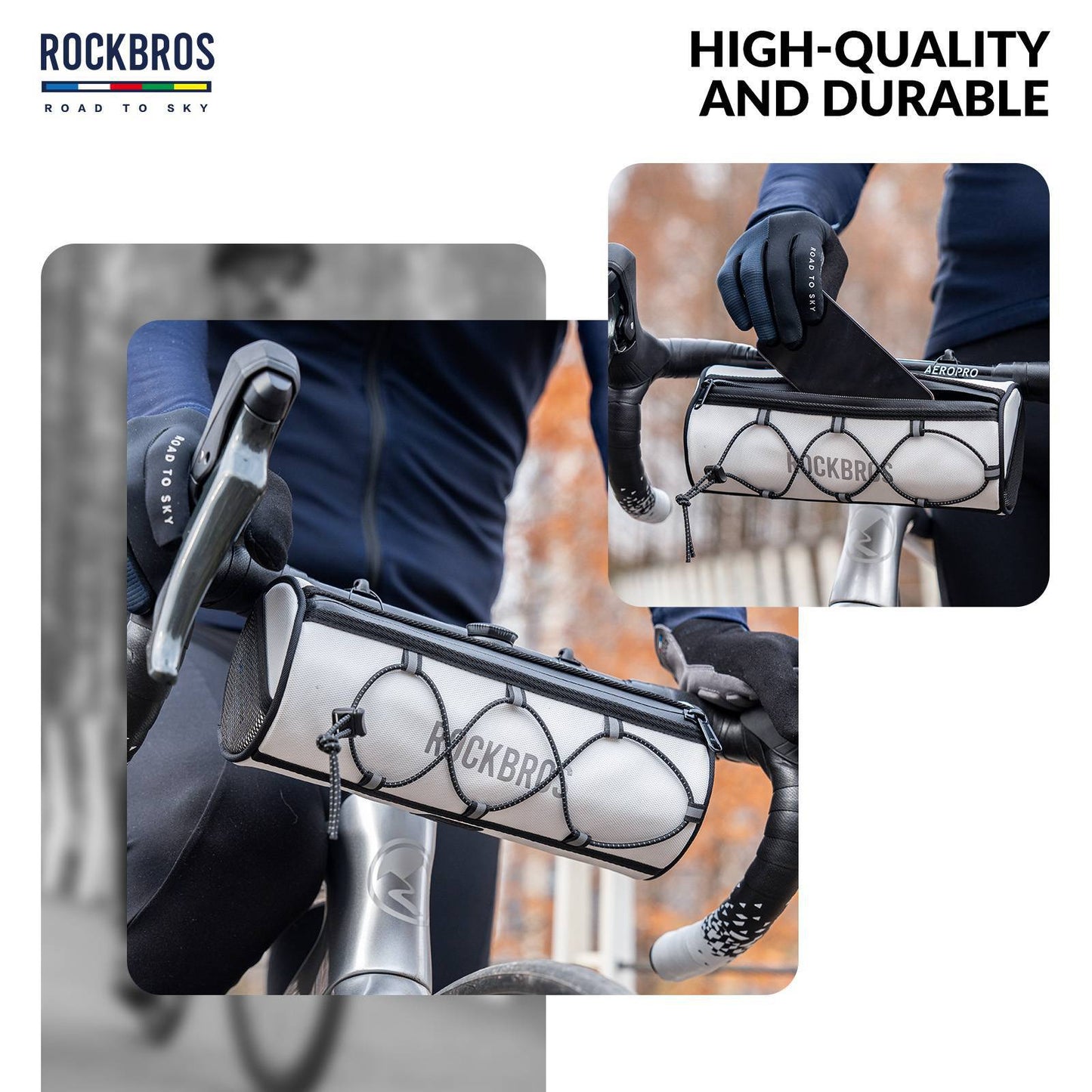 ROAD TO SKY Waterproof Reflective Cylindrical Handlebar Bag