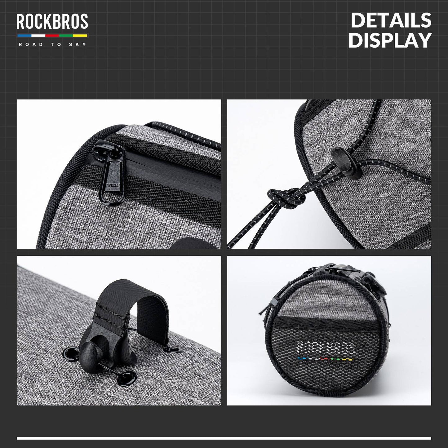 ROAD TO SKY Waterproof Reflective Cylindrical Handlebar Bag