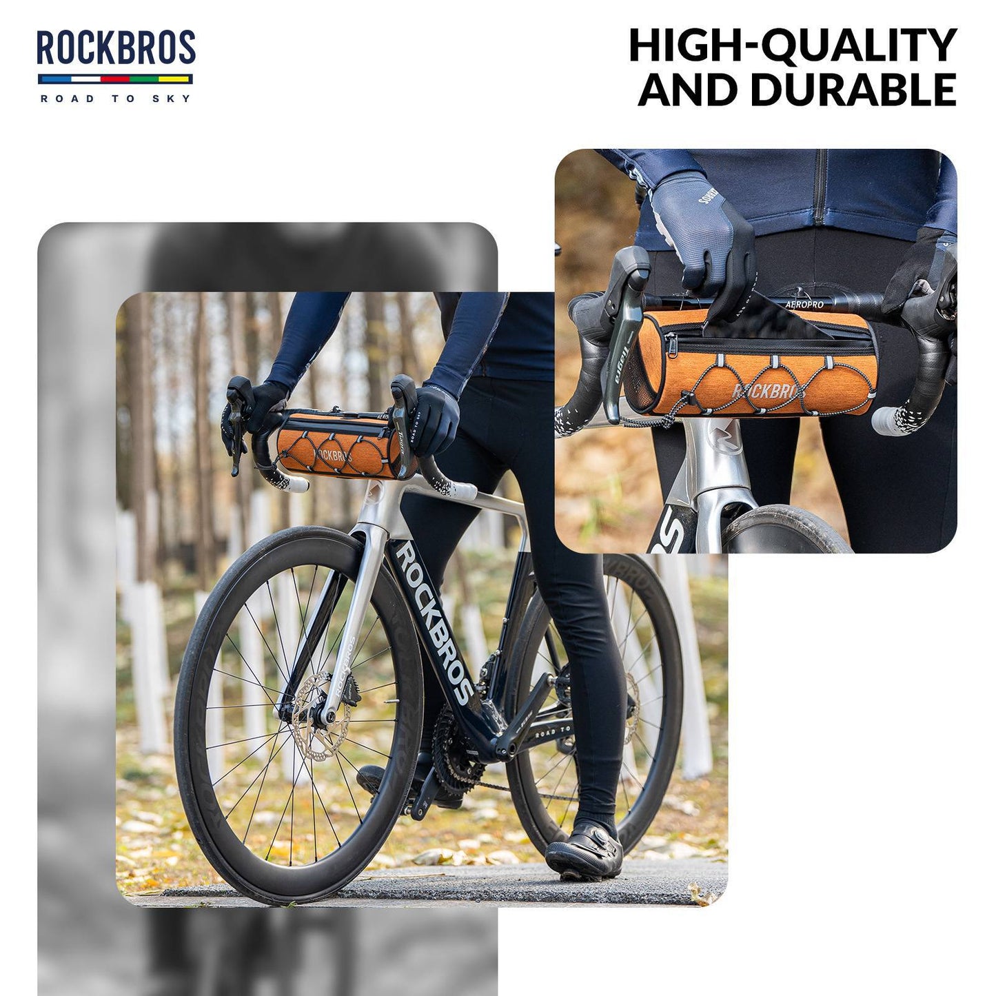 ROAD TO SKY Waterproof Reflective Cylindrical Handlebar Bag