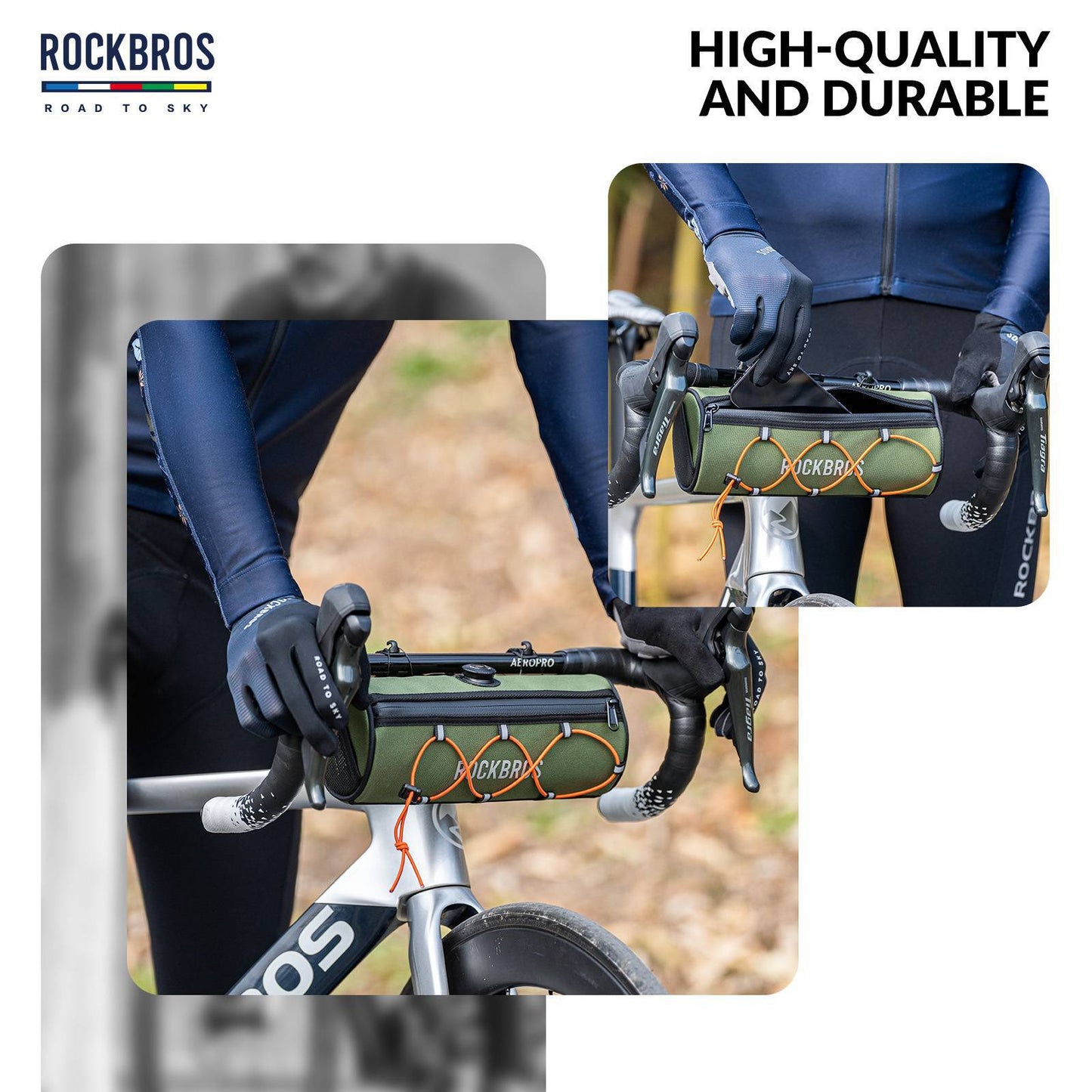 ROAD TO SKY Waterproof Reflective Cylindrical Handlebar Bag