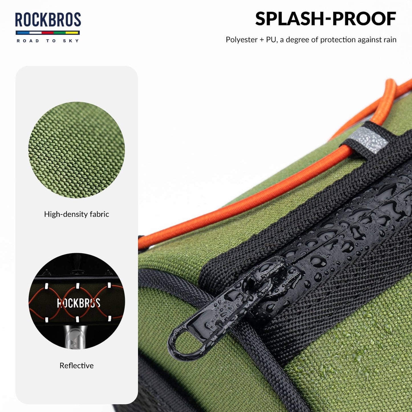 ROAD TO SKY Waterproof Reflective Cylindrical Handlebar Bag