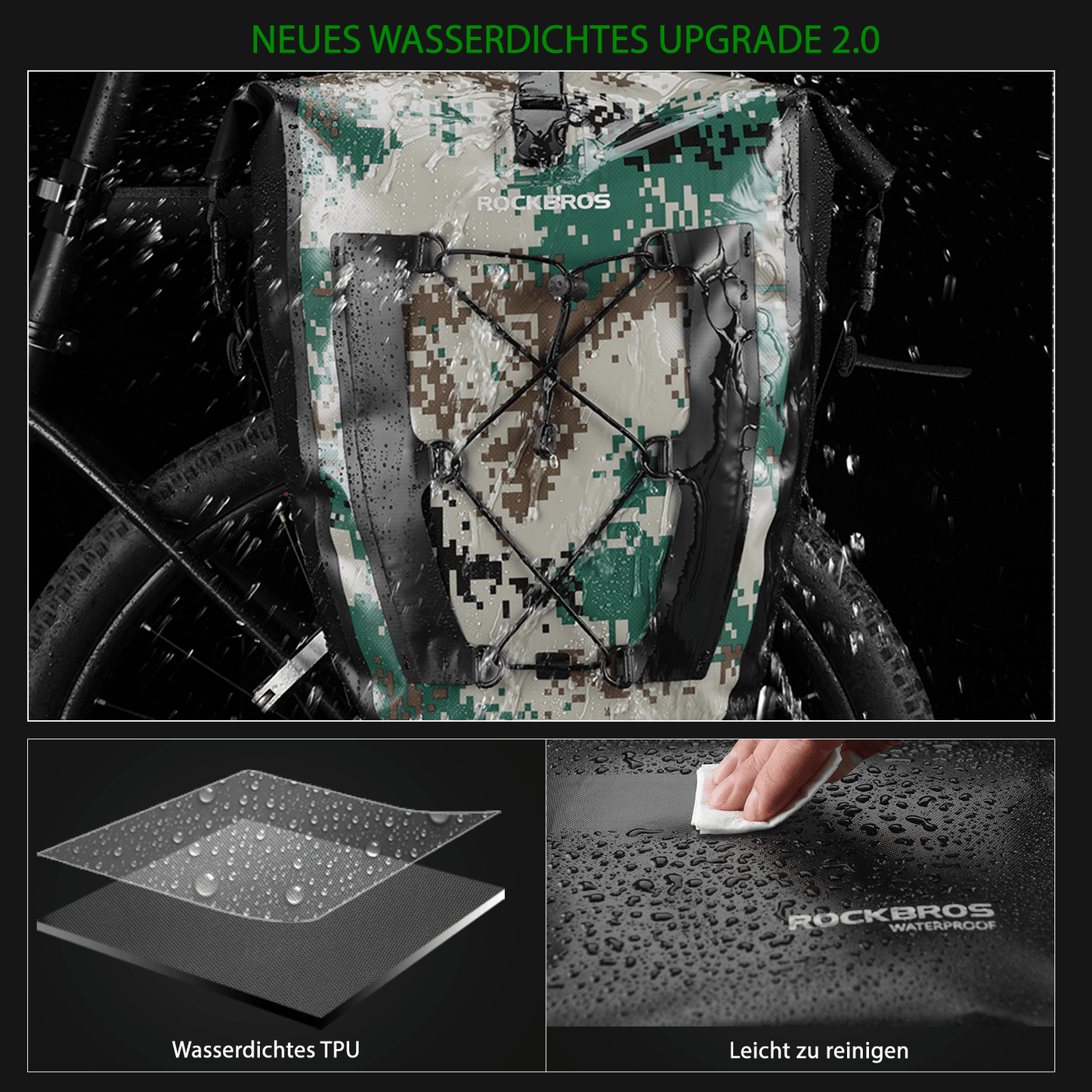 ROCKBROS 100% waterproof transport bags with mesh pocket 27L