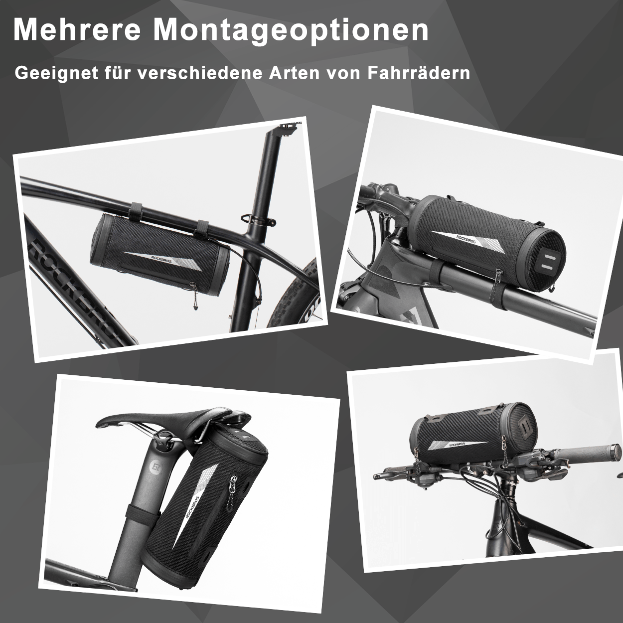 ROCKBROS 3 in 1 Practical Handlebar Bag Cylindrical Multifunctional 2L