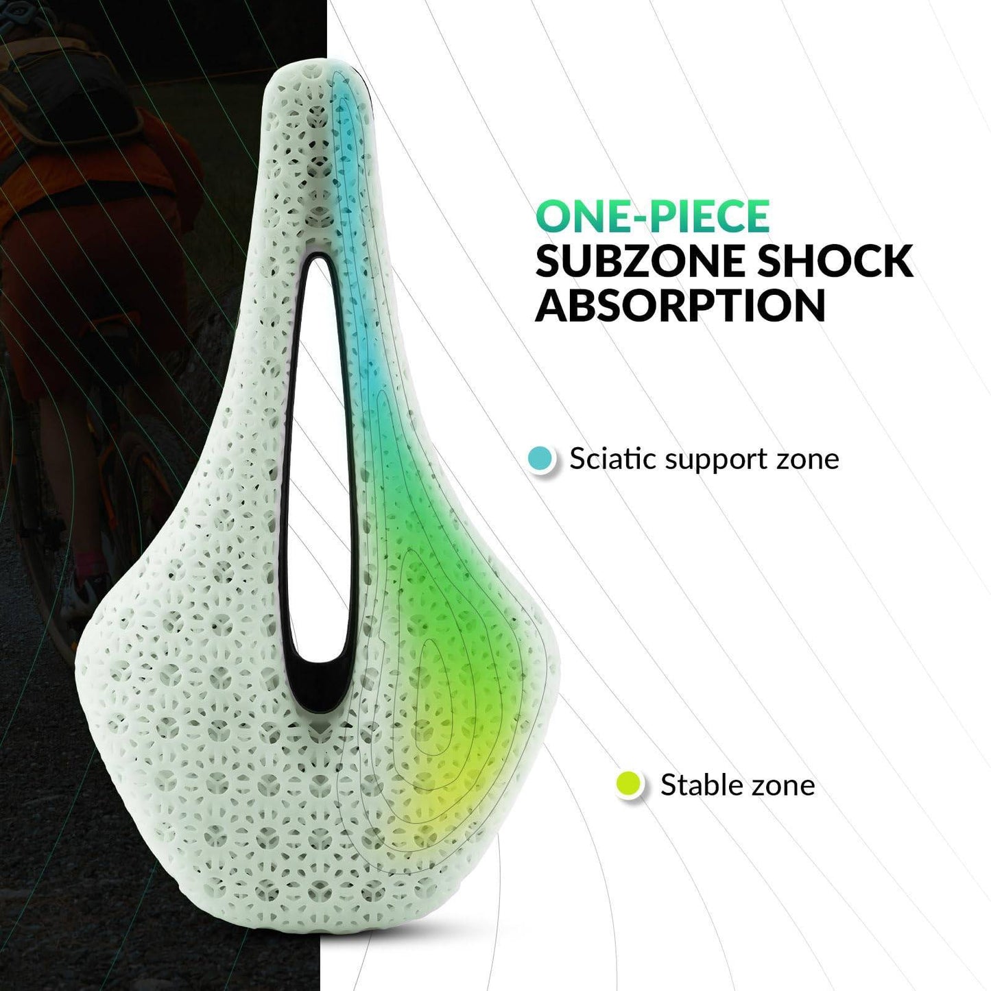 ROCKBROS 3D prentaður kolefnishjólasadl fyrir götuhjól, ofurléttur, höggdeyfandi og vinnuvistfræðilegur