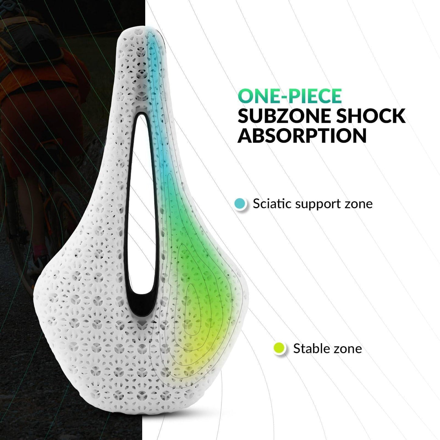 ROCKBROS 3D prentaður kolefnishjólasadl fyrir götuhjól, ofurléttur, höggdeyfandi og vinnuvistfræðilegur