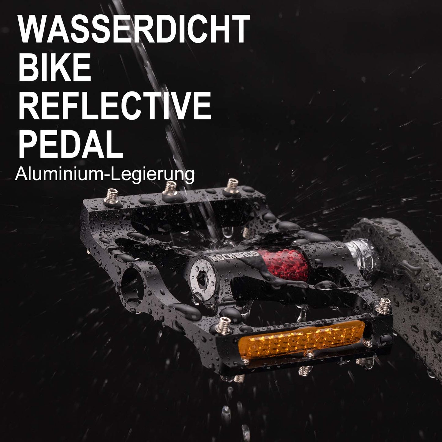 ROCKBROS hjólapedalar úr áli, 9/16 tommur, með tveimur PVC endurskinsmerkjum.