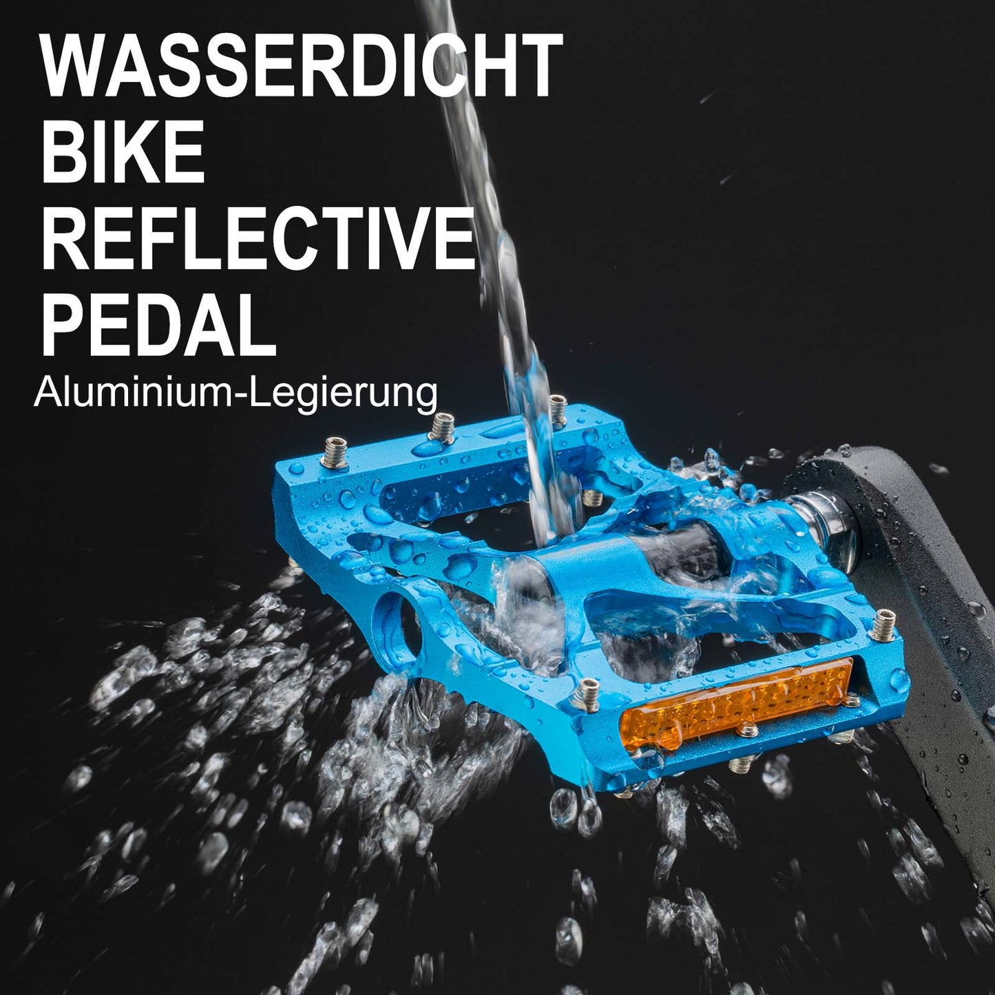 ROCKBROS hjólapedalar úr áli, 9/16 tommur, með tveimur PVC endurskinsmerkjum.