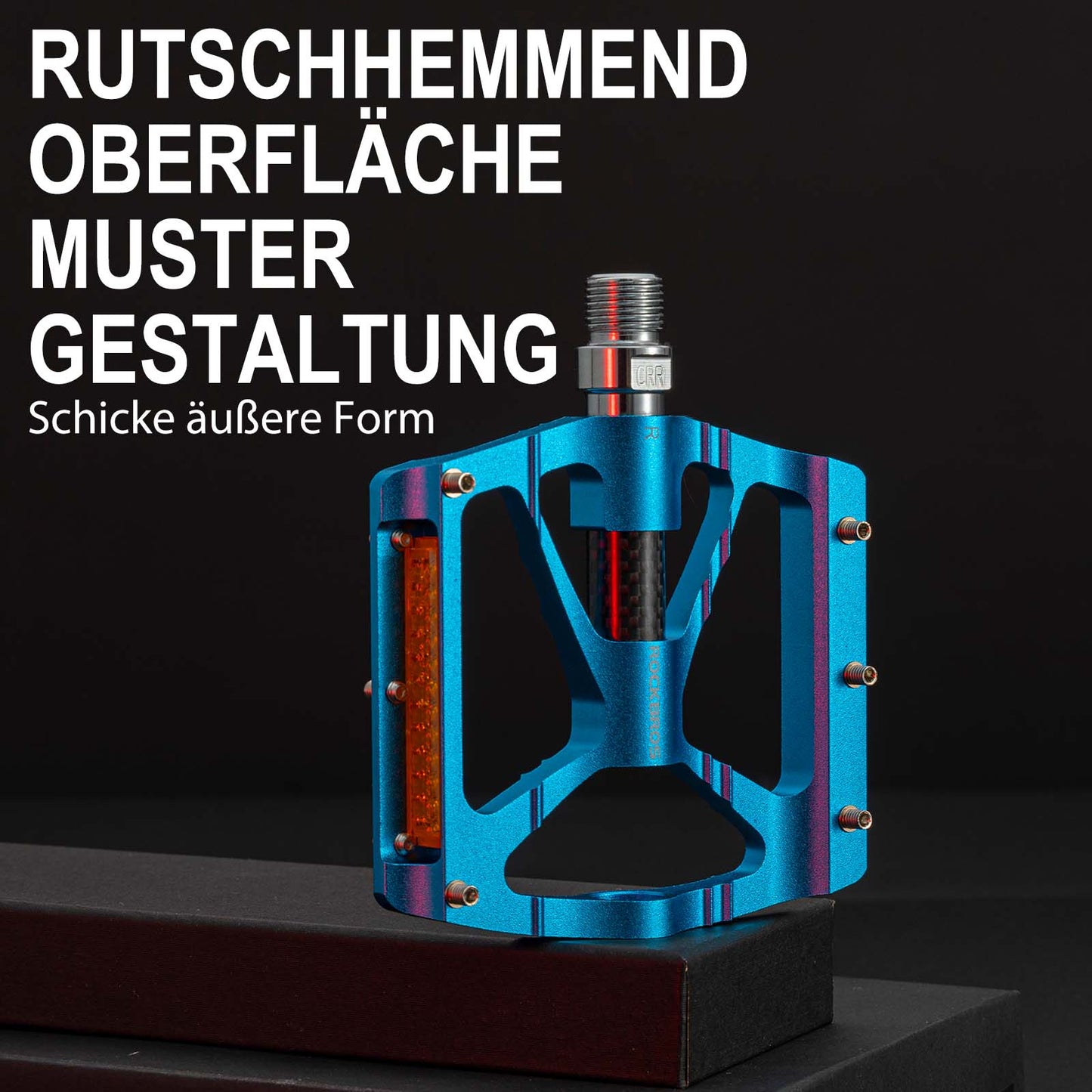 ROCKBROS hjólapedalar úr áli, 9/16 tommur, með tveimur PVC endurskinsmerkjum.