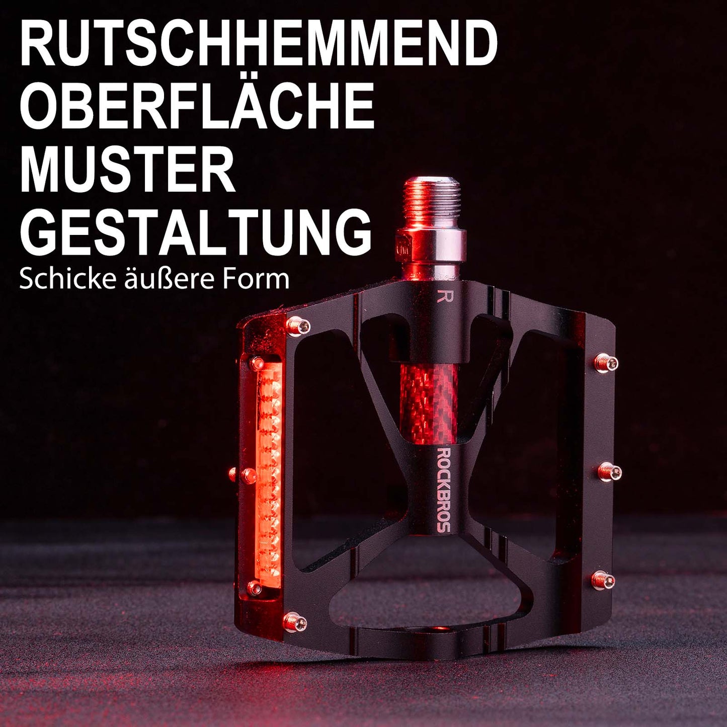 ROCKBROS hjólapedalar úr áli, 9/16 tommur, með tveimur PVC endurskinsmerkjum.