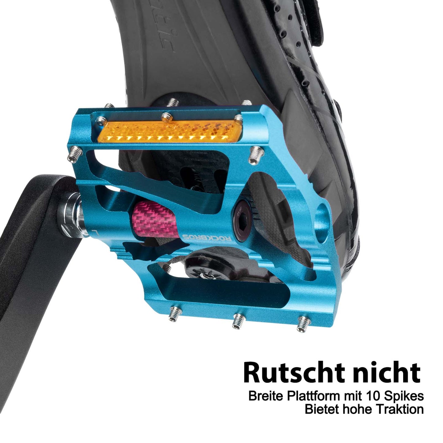 ROCKBROS hjólapedalar úr áli, 9/16 tommur, með tveimur PVC endurskinsmerkjum.