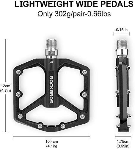 ROCKBROS Aluminium Platform Pedals 9/16 inch for MTB E-Bike City Bike