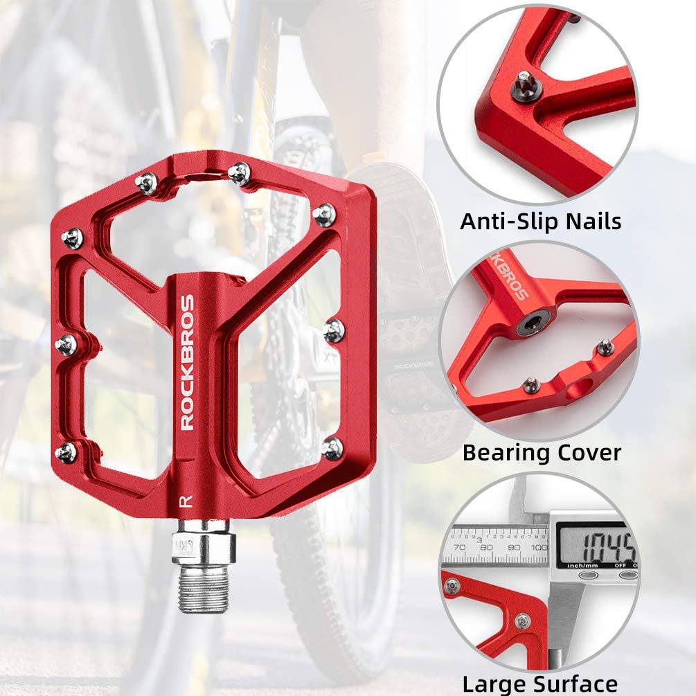 ROCKBROS Aluminium Platform Pedals 9/16 inch for MTB E-Bike City Bike