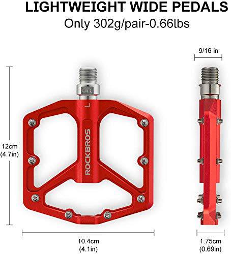 ROCKBROS Aluminium Platform Pedals 9/16 inch for MTB E-Bike City Bike