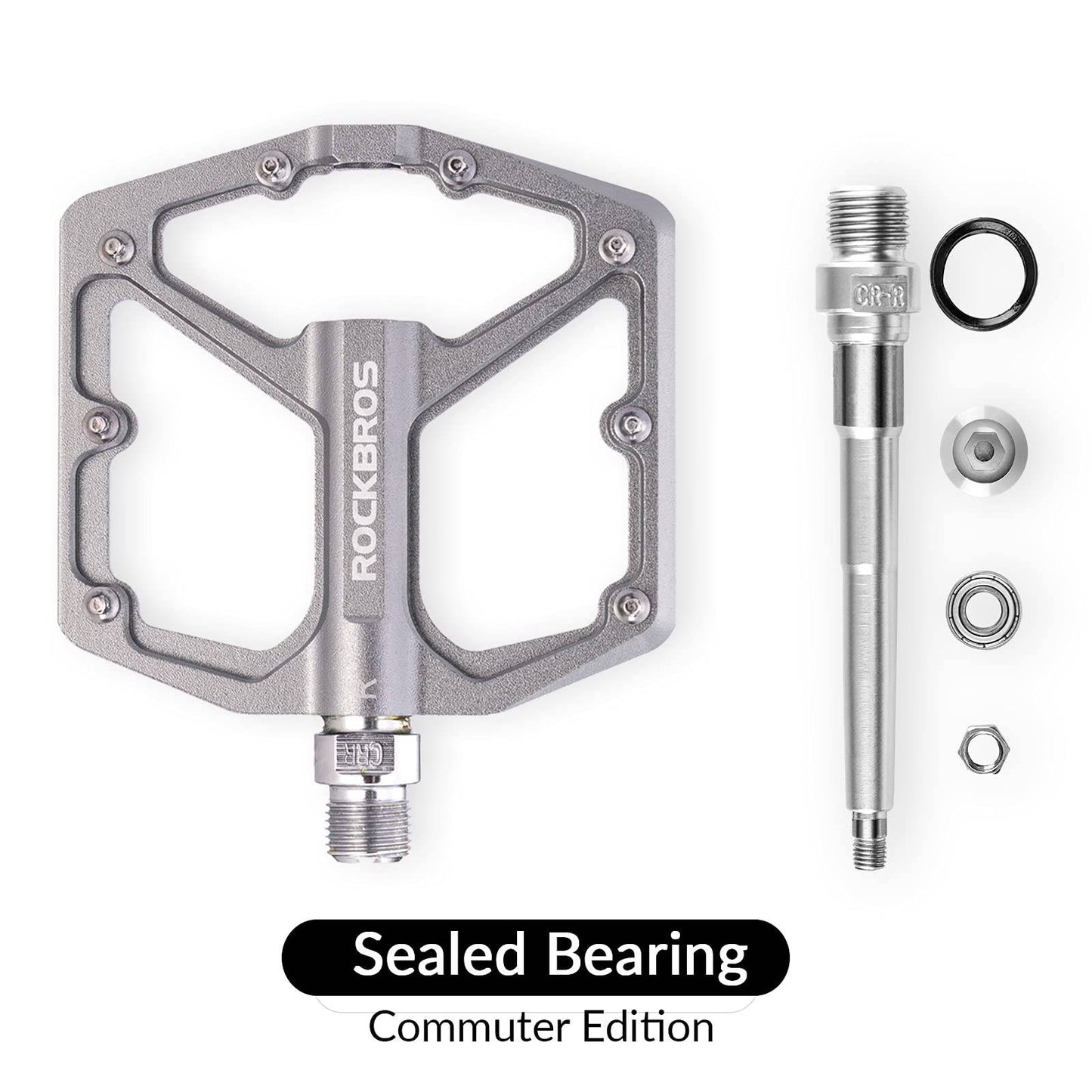 ROCKBROS Aluminium Platform Pedals 9/16 inch for MTB E-Bike City Bike