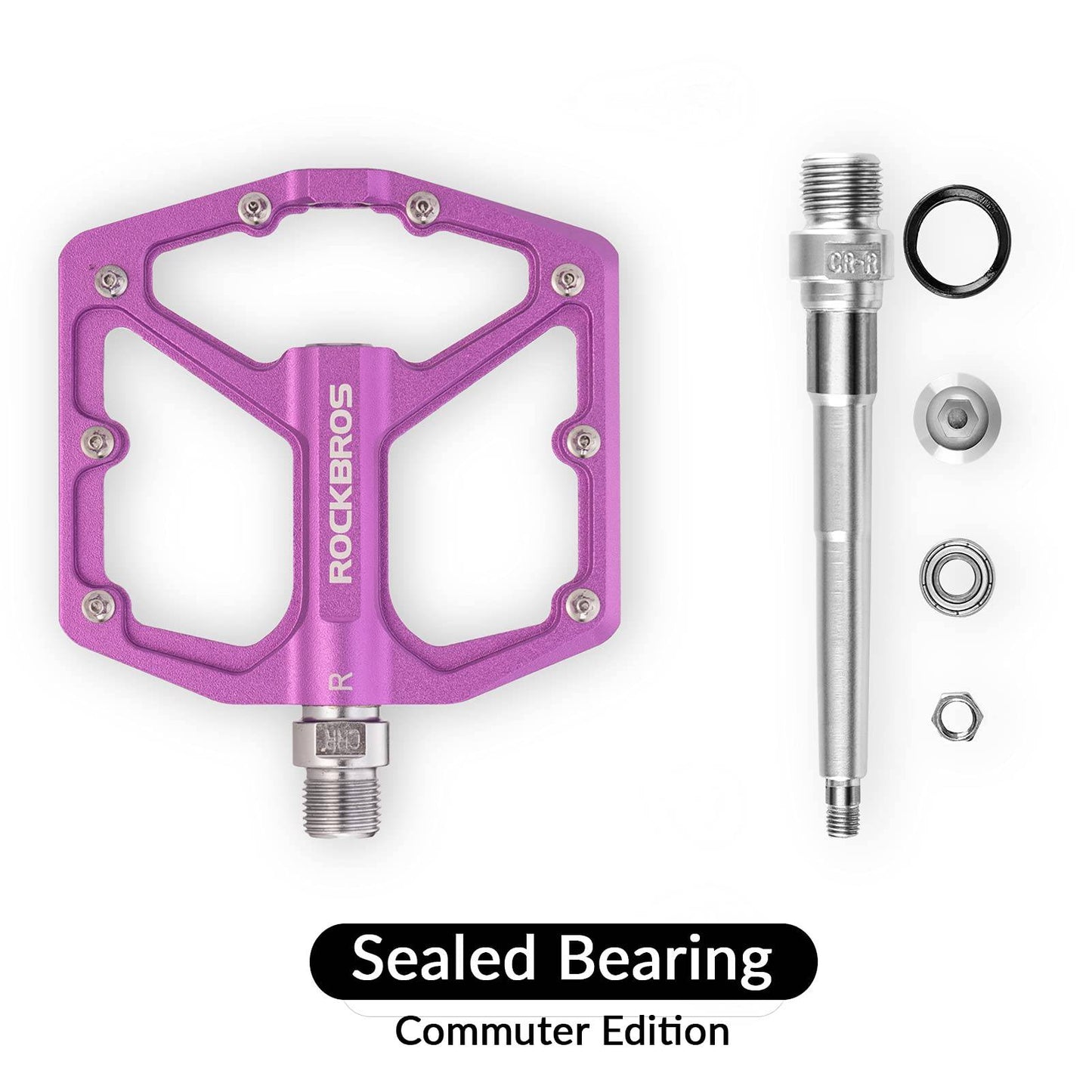 ROCKBROS Aluminium Platform Pedals 9/16 inch for MTB E-Bike City Bike