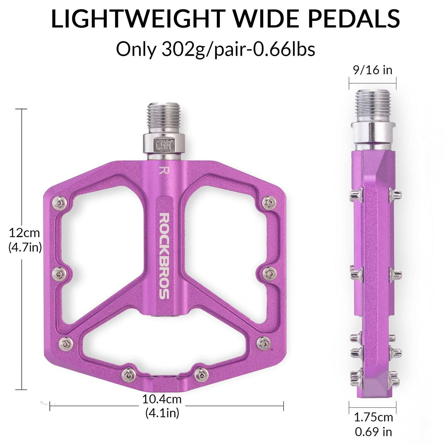 ROCKBROS Aluminium Platform Pedals 9/16 inch for MTB E-Bike City Bike