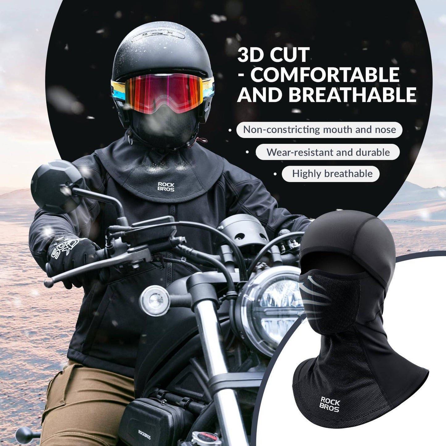 ROCKBROS Balaclava Autumn Winter Ski Mask Breathable Face Hood