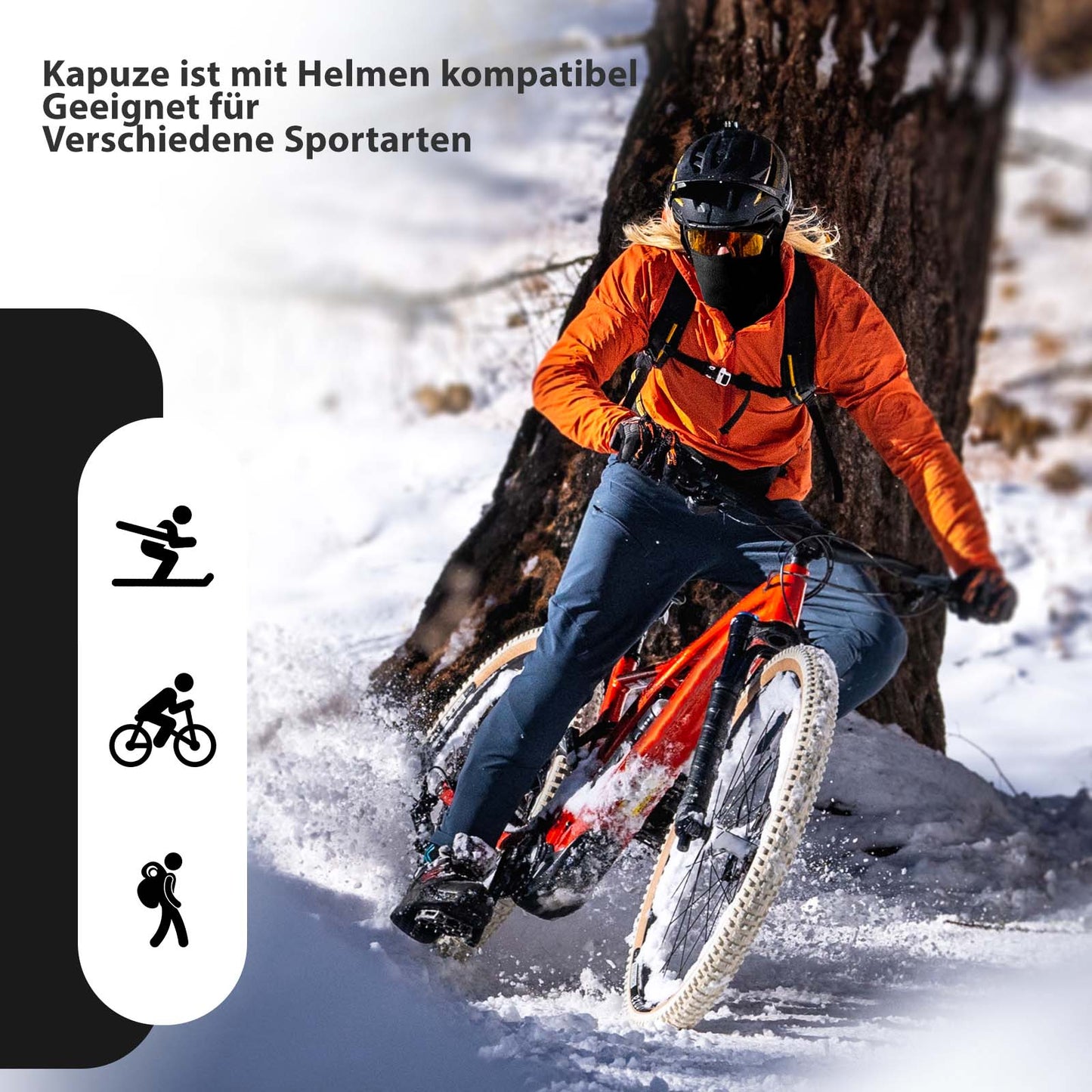 ROCKBROS Balaklava Vetrarskíðamaski Hlýr stormmaski Unisex Ein stærð