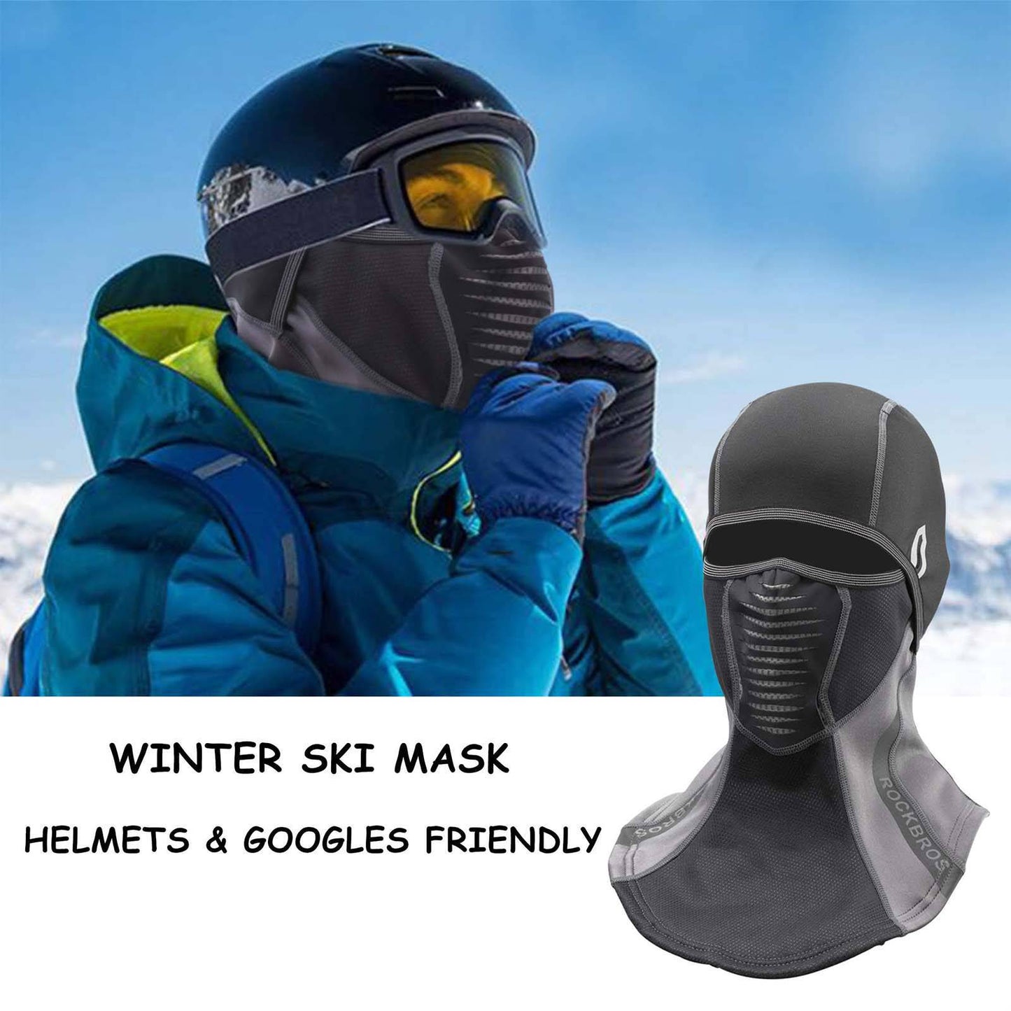 ROCKBROS Balaclava Winter Thermal Cycling Full Face Mask Ski Mask 