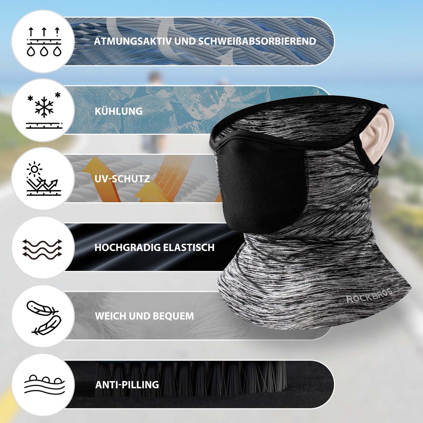 ROCKBROS fjölnota öndunarhlífar fyrir unisex andlitshlíf