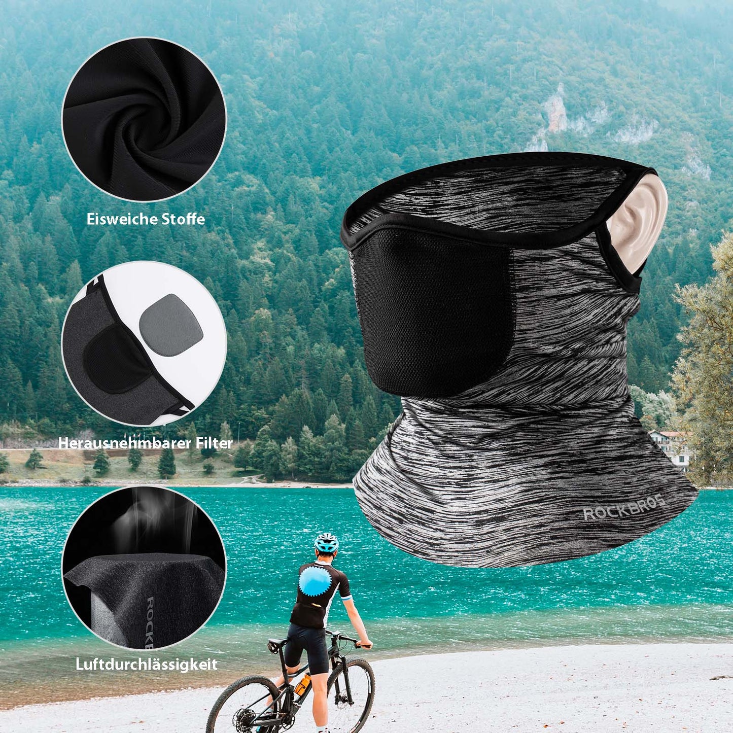 ROCKBROS fjölnota öndunarhlífar fyrir unisex andlitshlíf