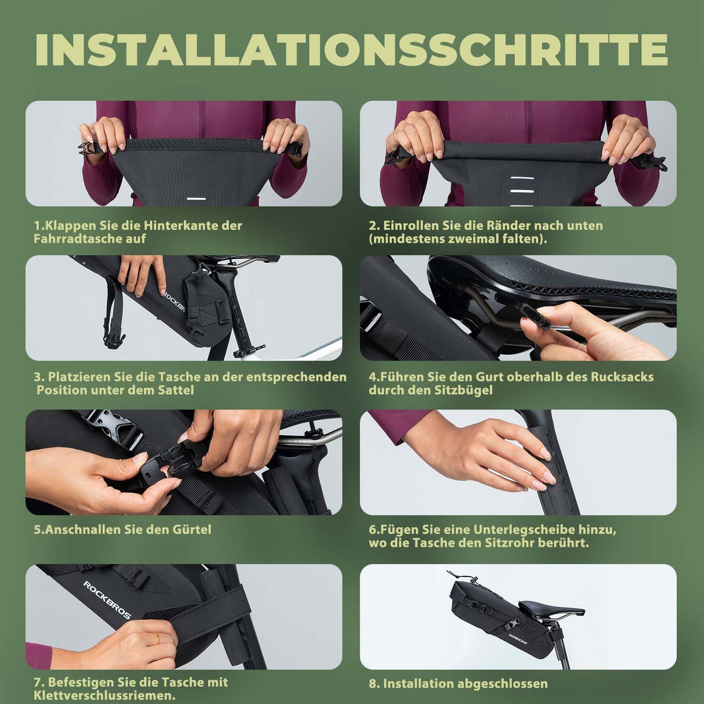 ROCKBROS Bikepacking Satteltasche 3 Liter 100% Wasserdicht TPU Gewebe