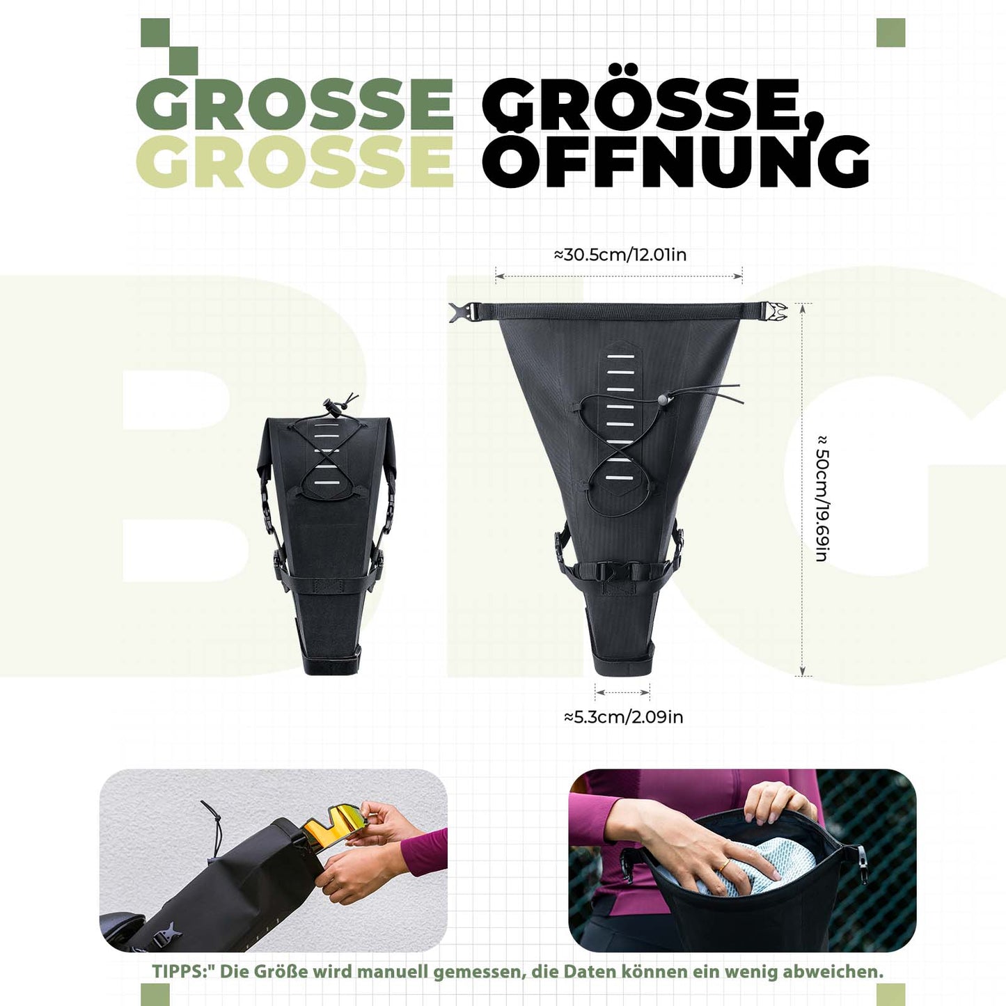 ROCKBROS Bikepacking Satteltasche 3 Liter 100% Wasserdicht TPU Gewebe