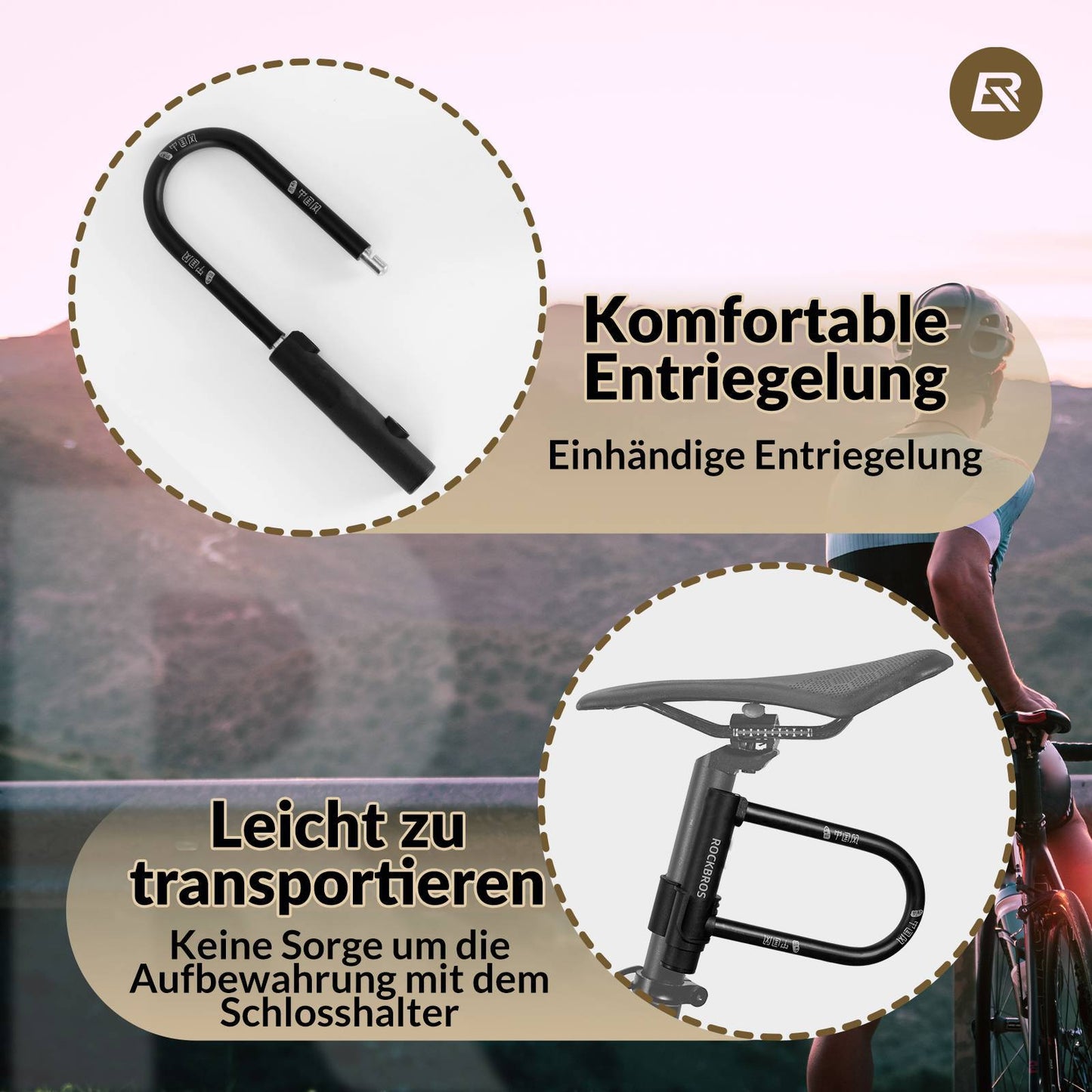 ROCKBROS U-lock Bicycle Lock High Security Locks Waterproof