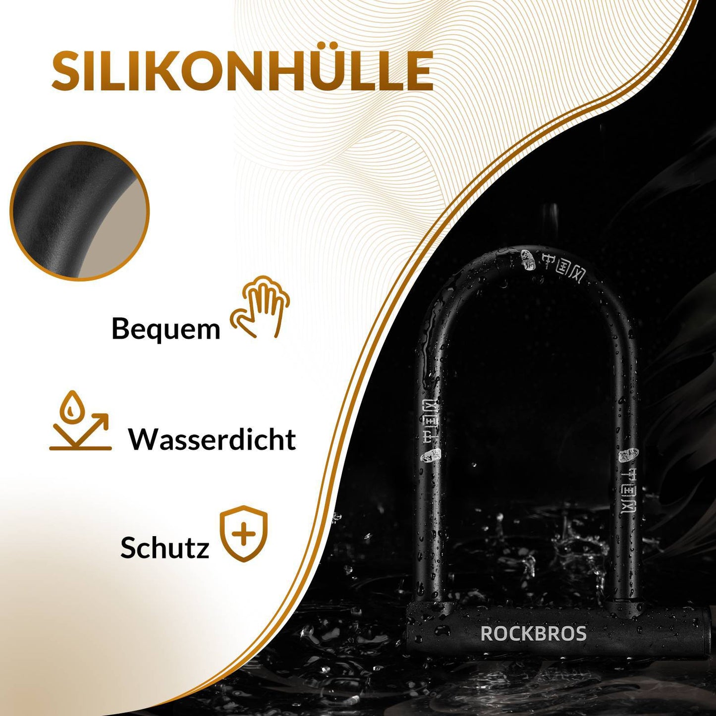 ROCKBROS U-lock Bicycle Lock High Security Locks Waterproof