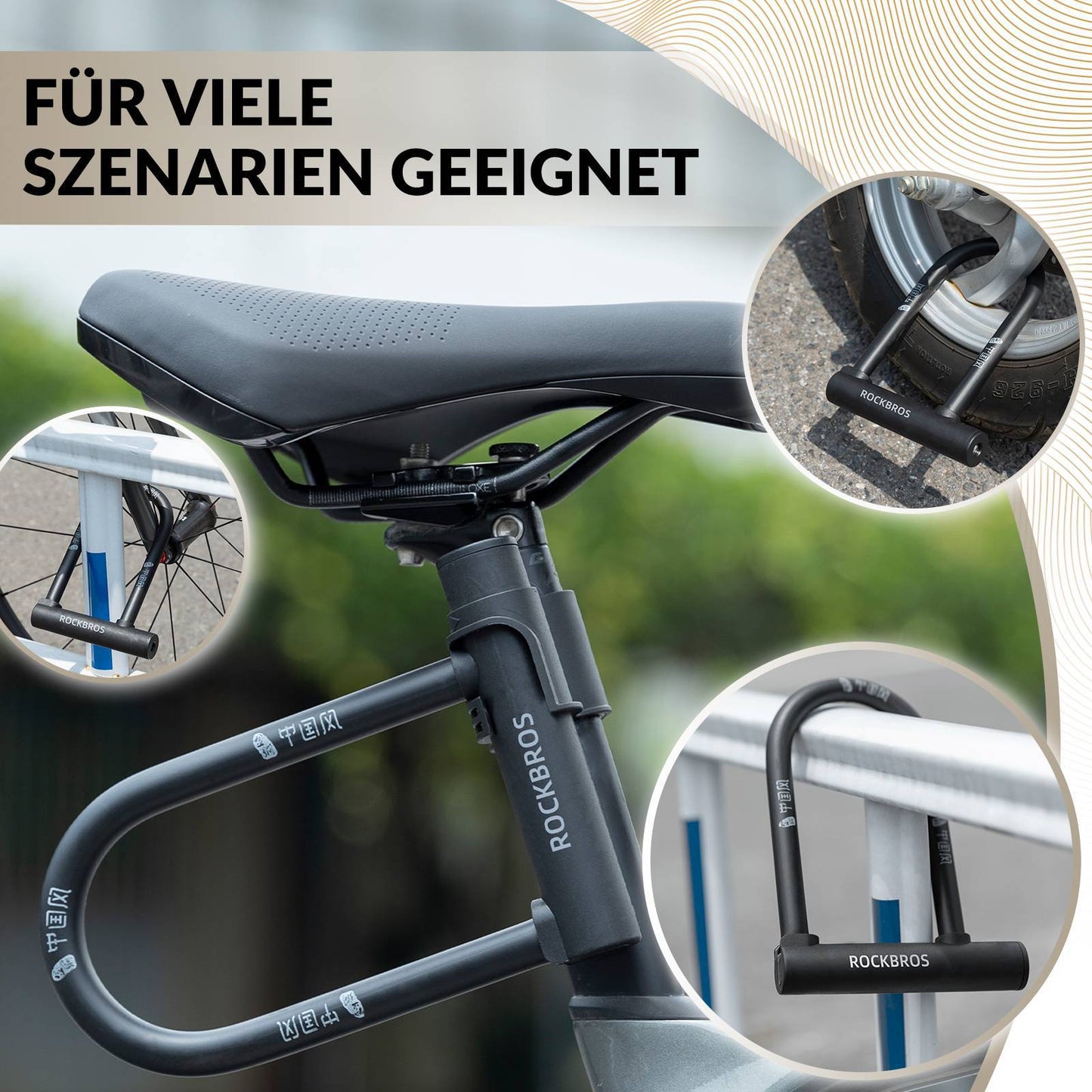 ROCKBROS U-lock Bicycle Lock High Security Locks Waterproof