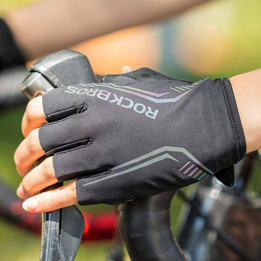 ROCKBROS litríkir endurskinshanskar með stuttum fingrum