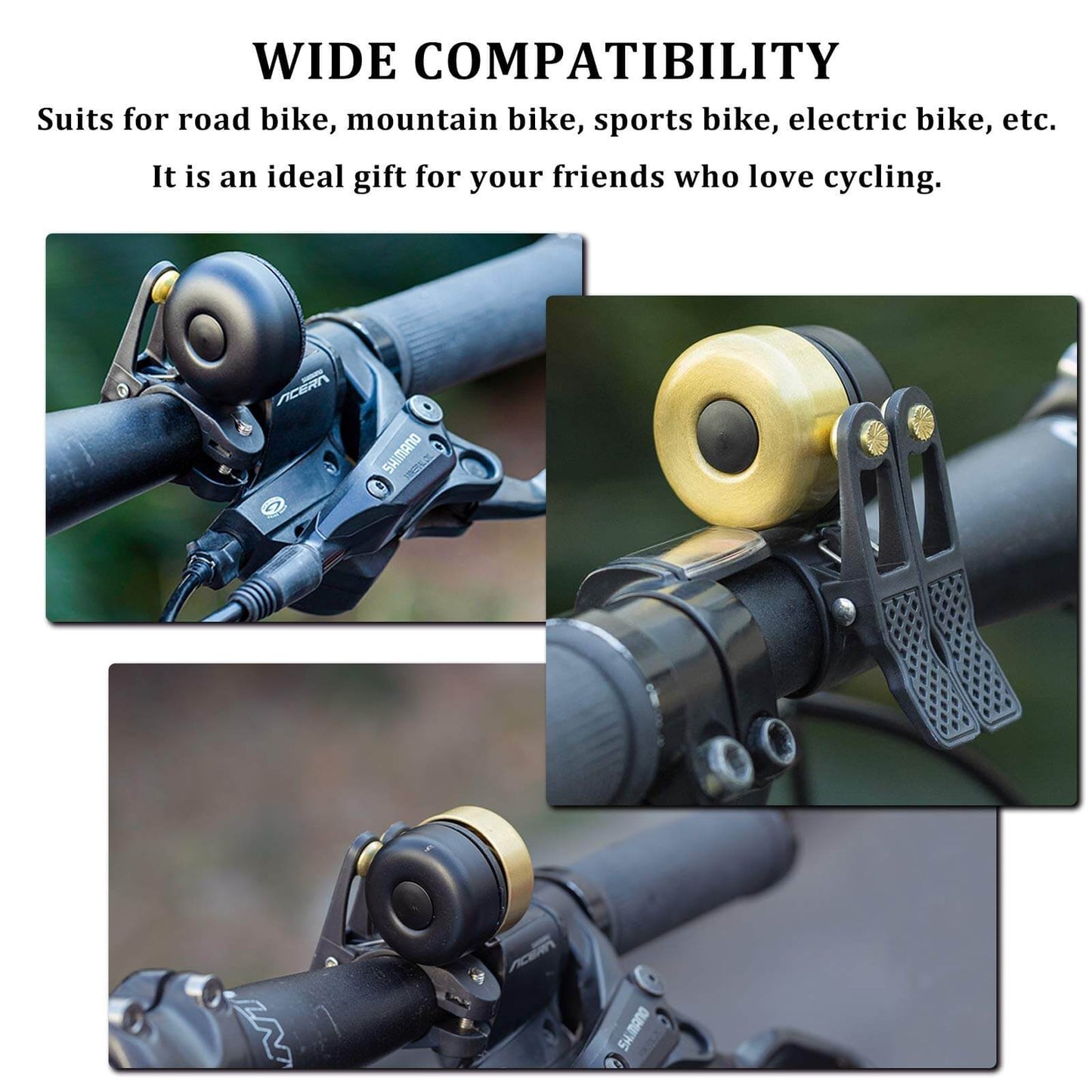 ROCKBROS Klassísk messinghjólabjalla, litlar hjólabjöllur, 1-2 hringitónar