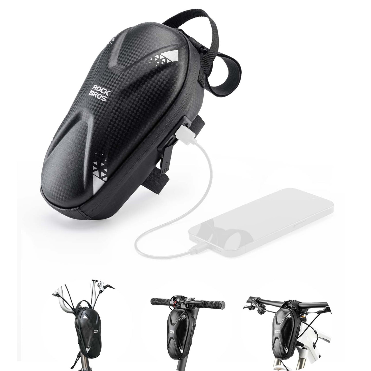 ROCKBROS E Scooter Lenkertasche Wasserdicht Vordertasche mit USB-Anschlüsse