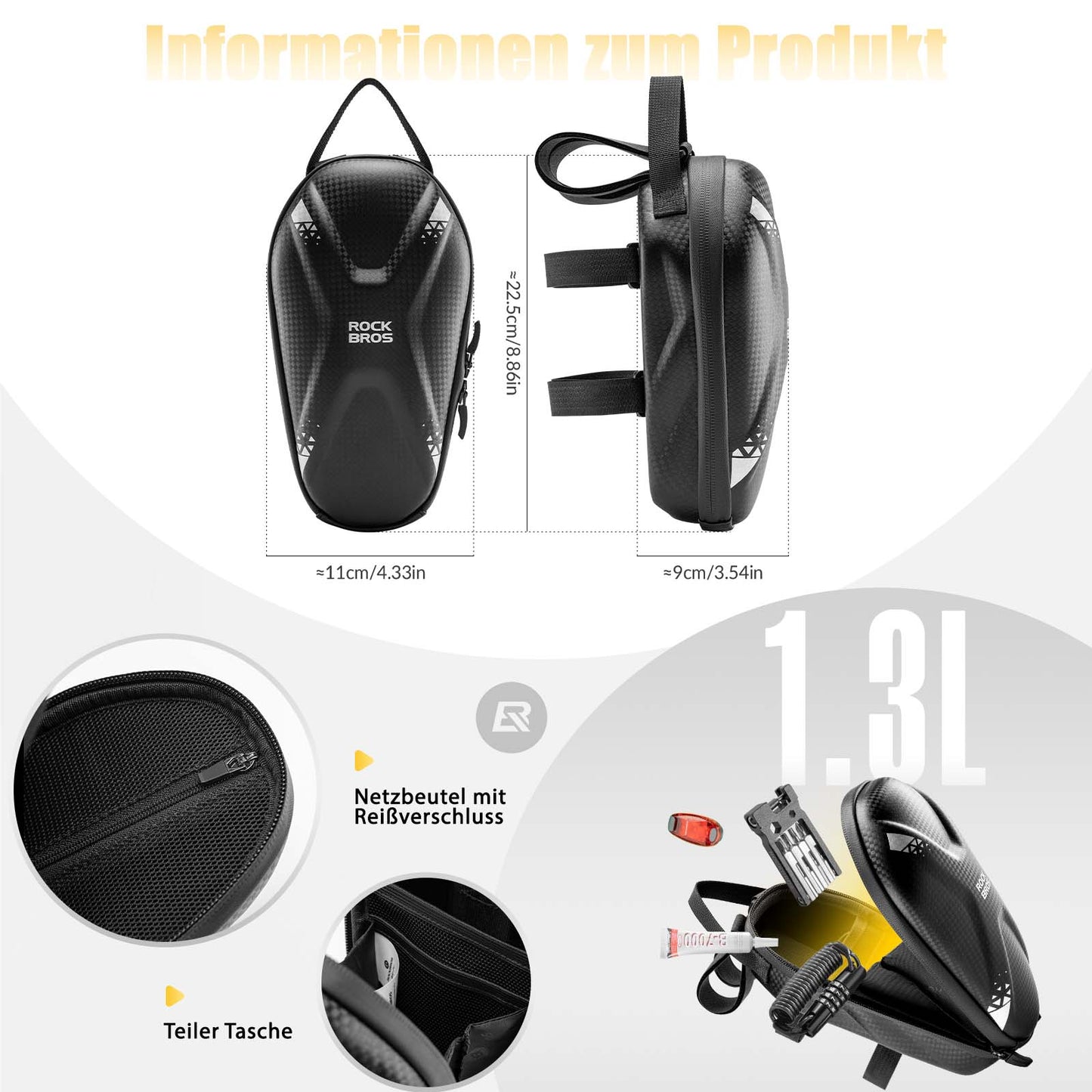 ROCKBROS E Scooter Lenkertasche Wasserdicht Vordertasche mit USB-Anschlüsse