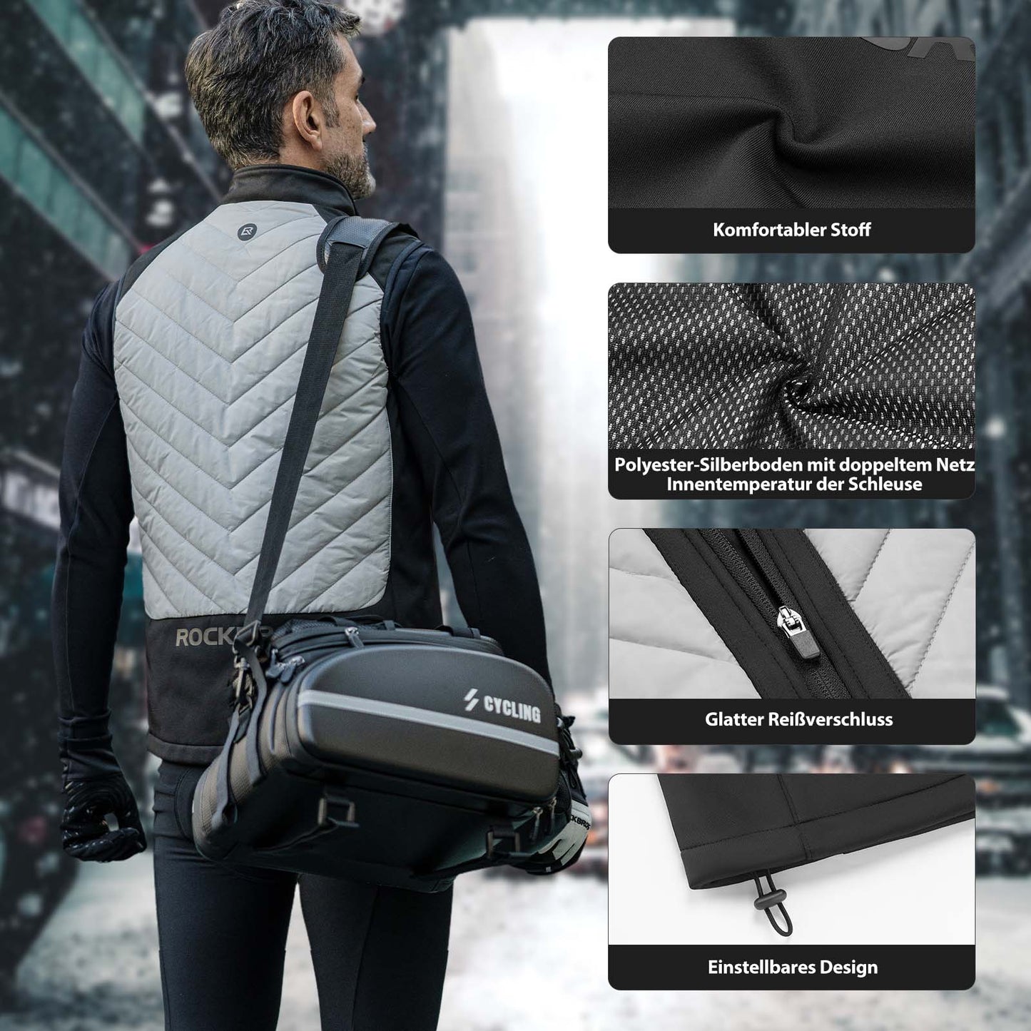 Rafmagnshituð vesti frá ROCKBROS með 3 hitastillingum fyrir karla/konur