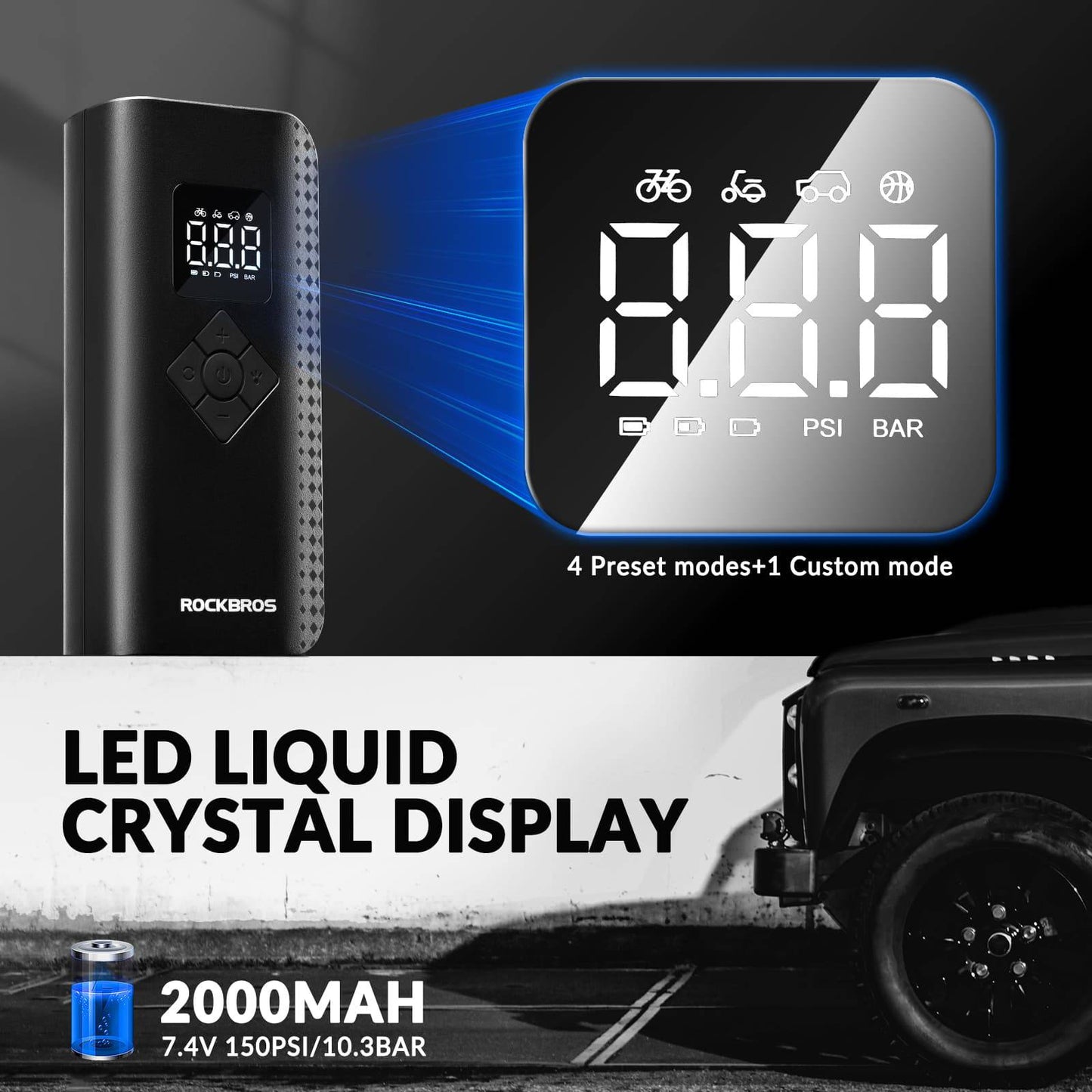 Mini Electric Air Pump 7-150PSI 5 Modes